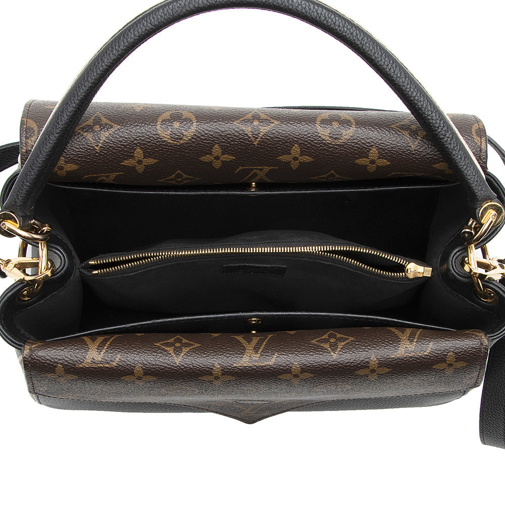 Louis Vuitton Calf Leather Monogram Canvas Double V Satchel (SHF-18519)