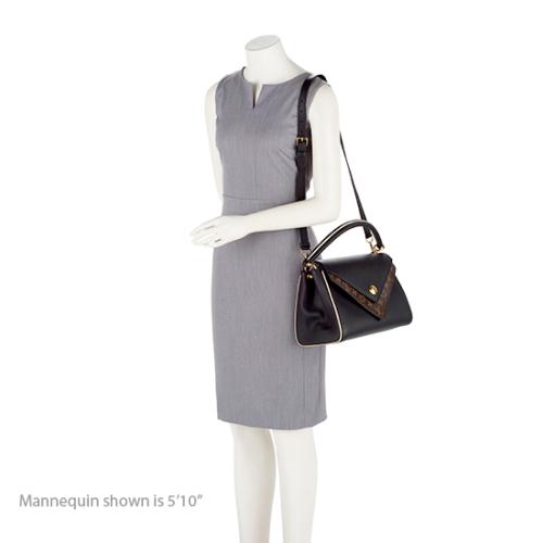 Louis Vuitton Calf Leather Monogram Canvas Double V Satchel (SHF-18519)