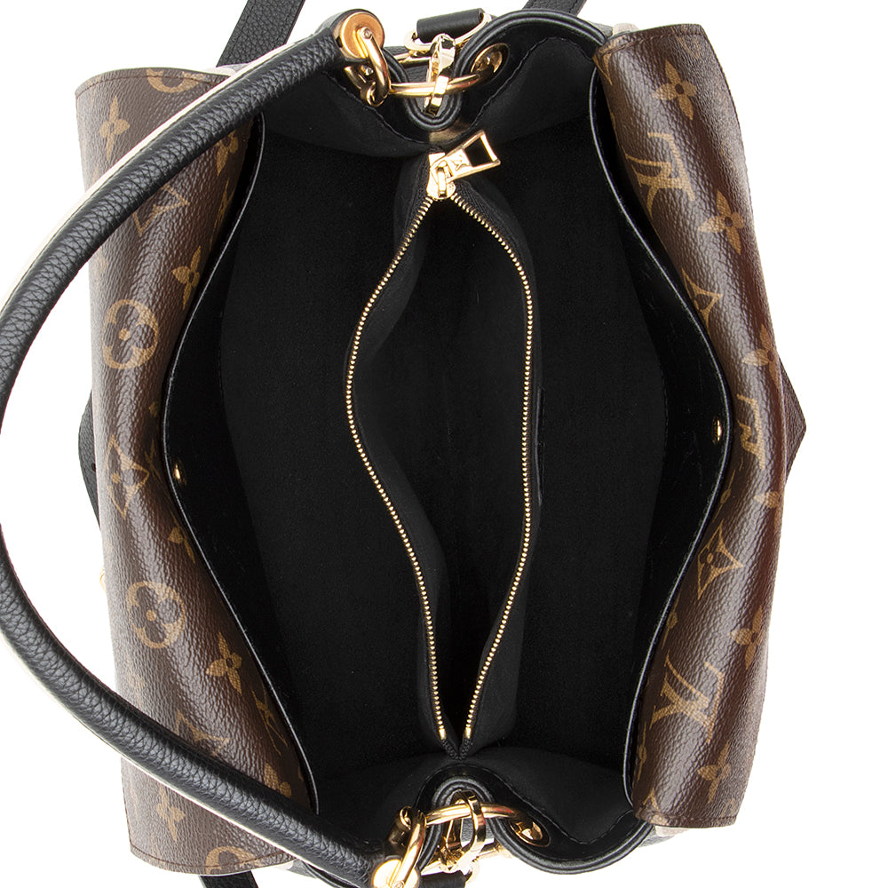 Louis Vuitton Calf Leather Monogram Canvas Double V Satchel (SHF-20589)