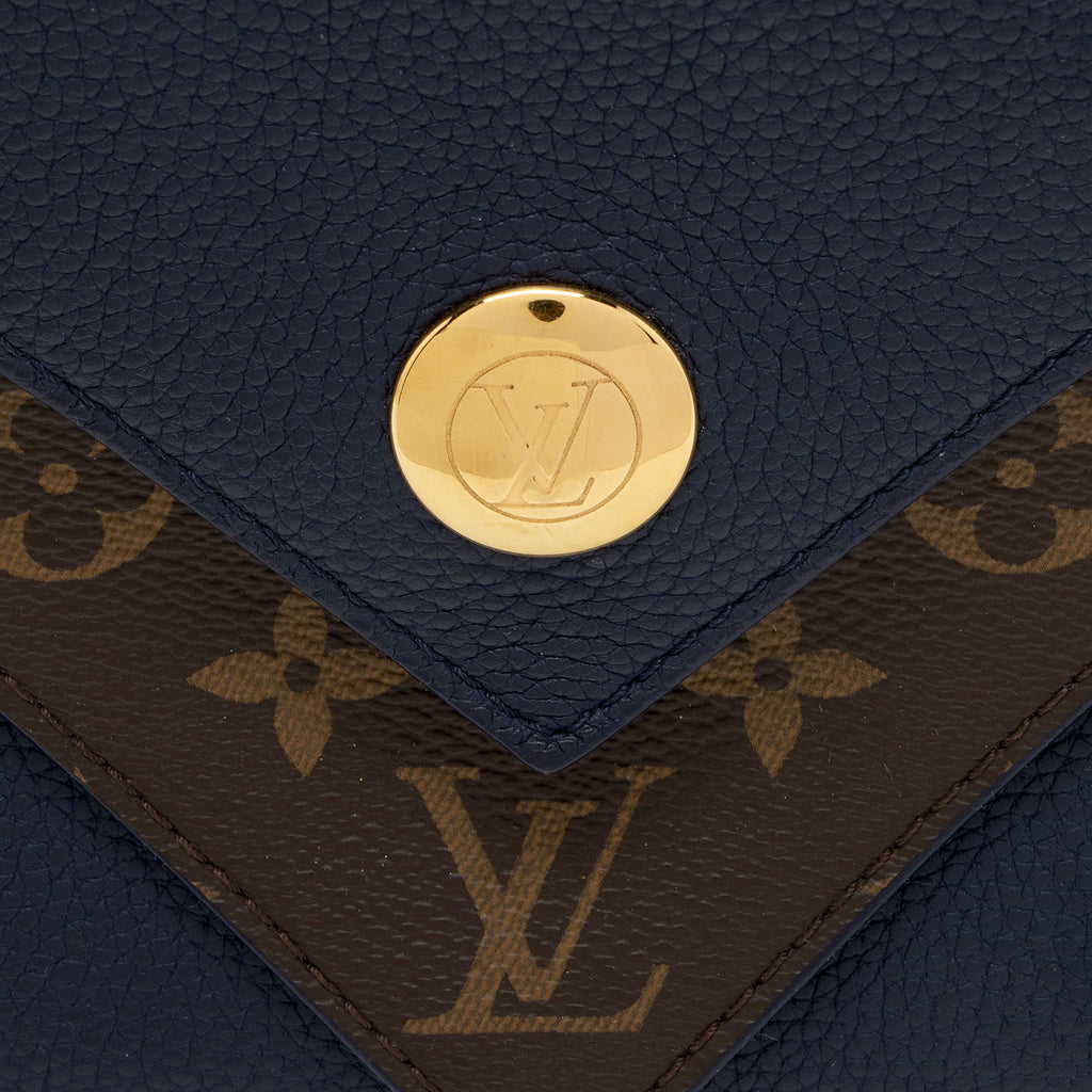 Louis Vuitton Calf Leather Monogram Canvas Double V Satchel