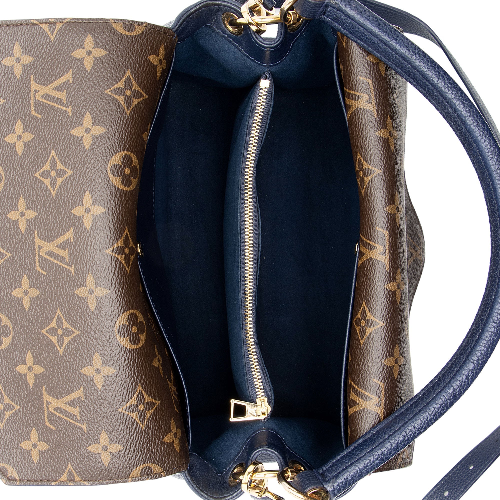 Louis Vuitton Calf Leather Monogram Canvas Double V Satchel