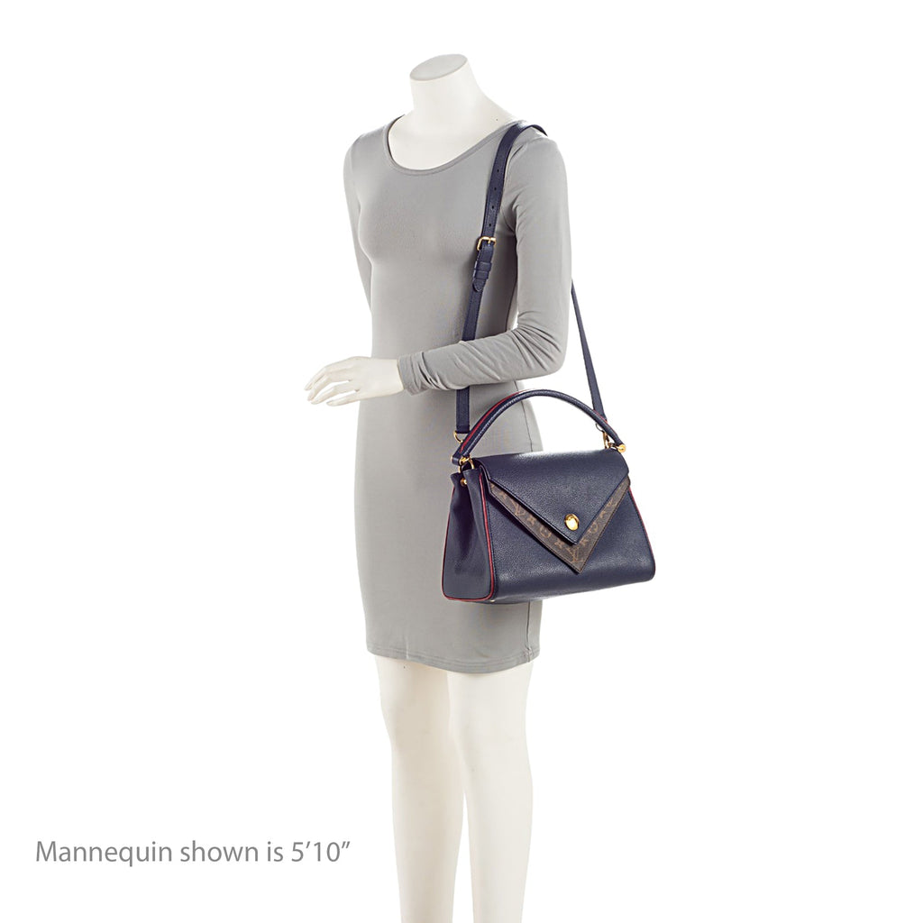 Louis Vuitton Calf Leather Monogram Canvas Double V Satchel