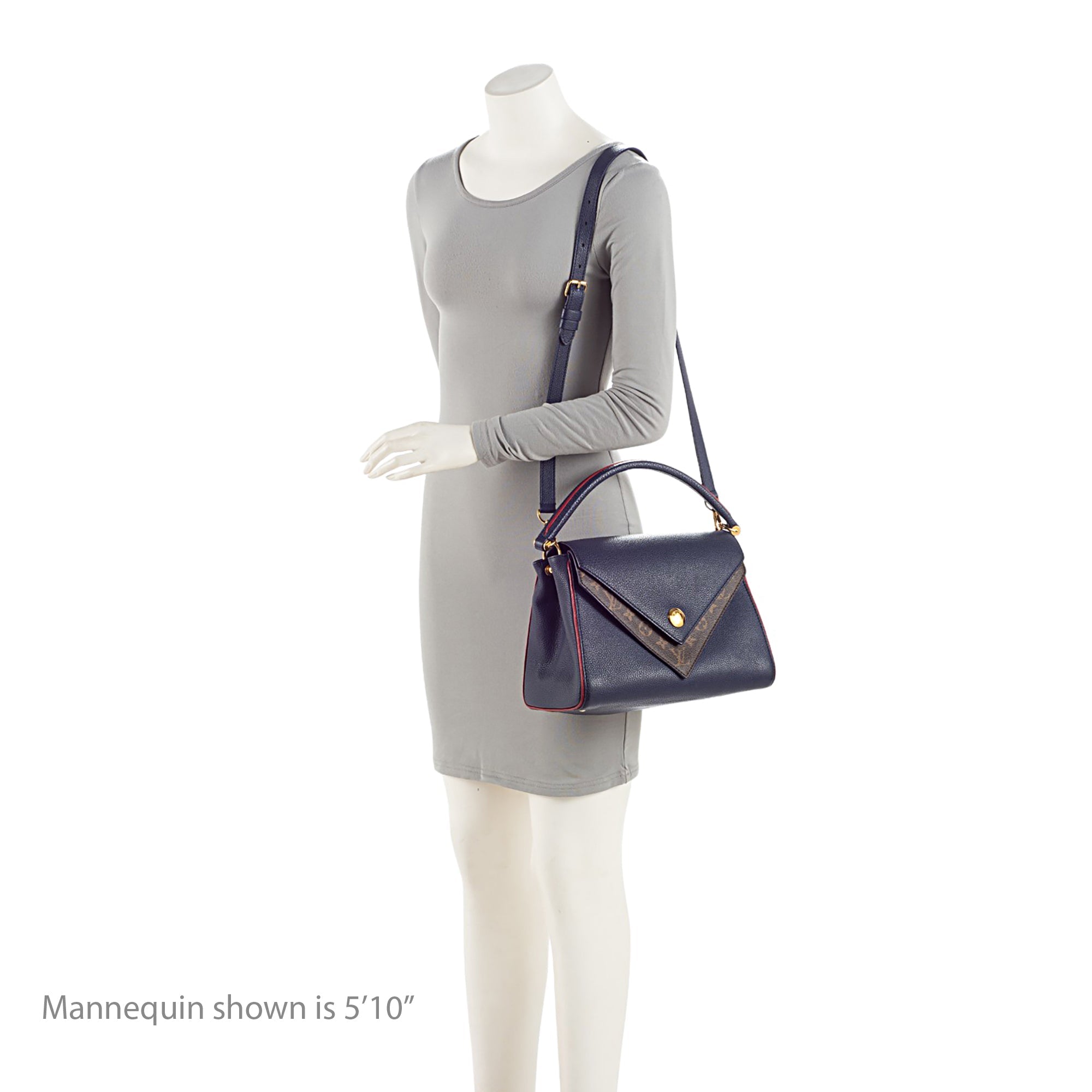 Louis Vuitton Calf Leather Monogram Canvas Double V Satchel