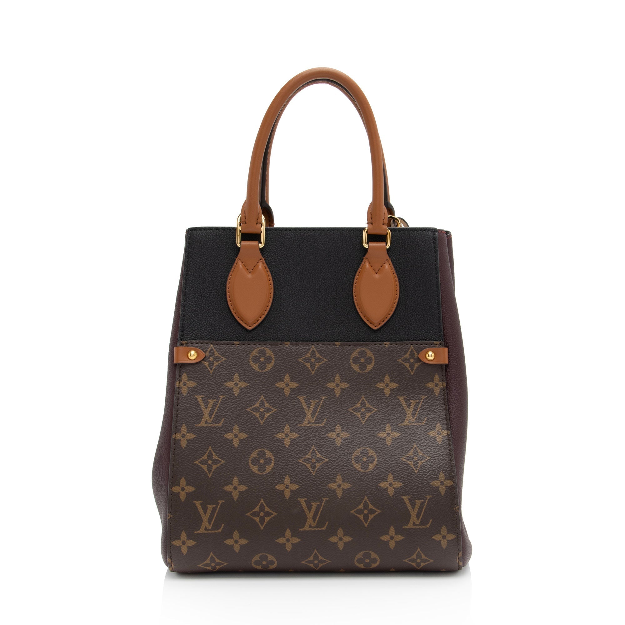 Louis Vuitton Calfskin Monogram Canvas Fold Tote MM (SHF-DEf7bl)