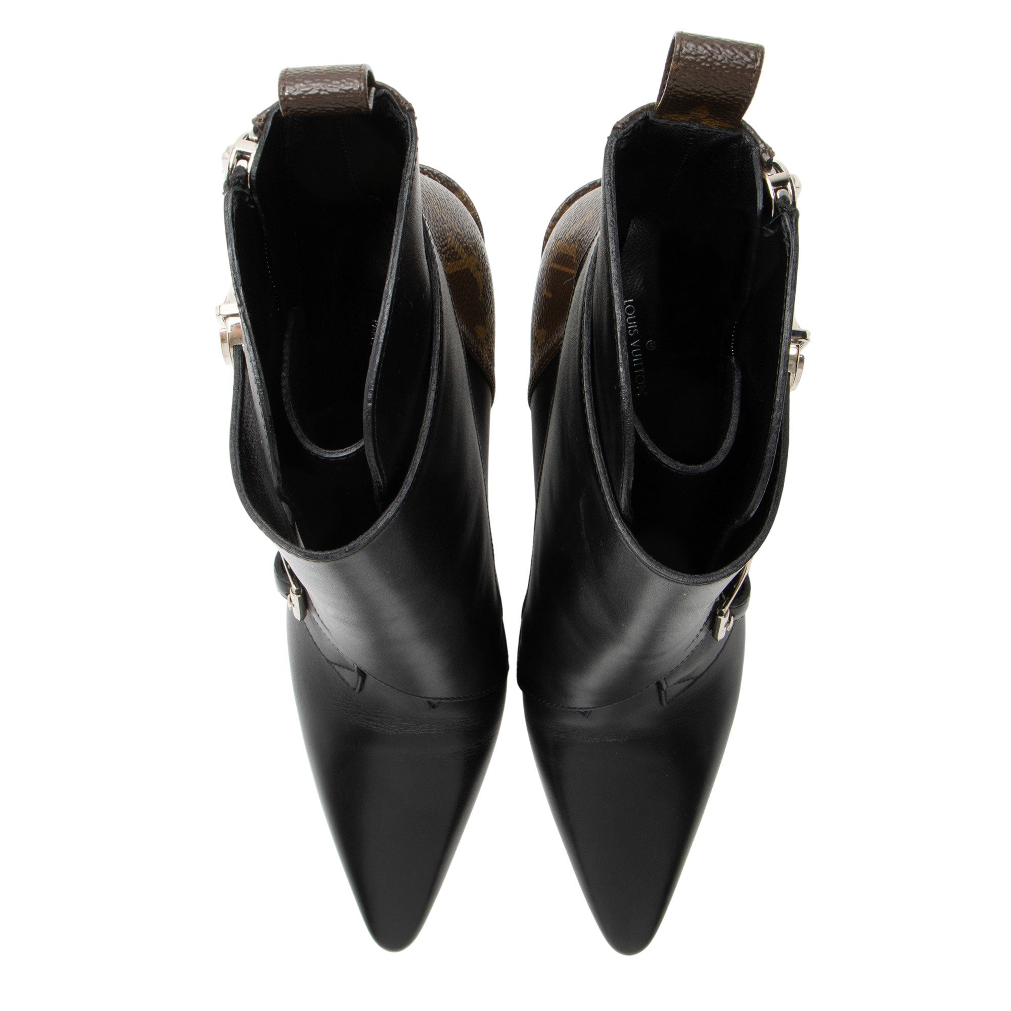 Louis Vuitton Calfskin Monogram Canvas Janet Ankle Boots - Size 9 / 39
