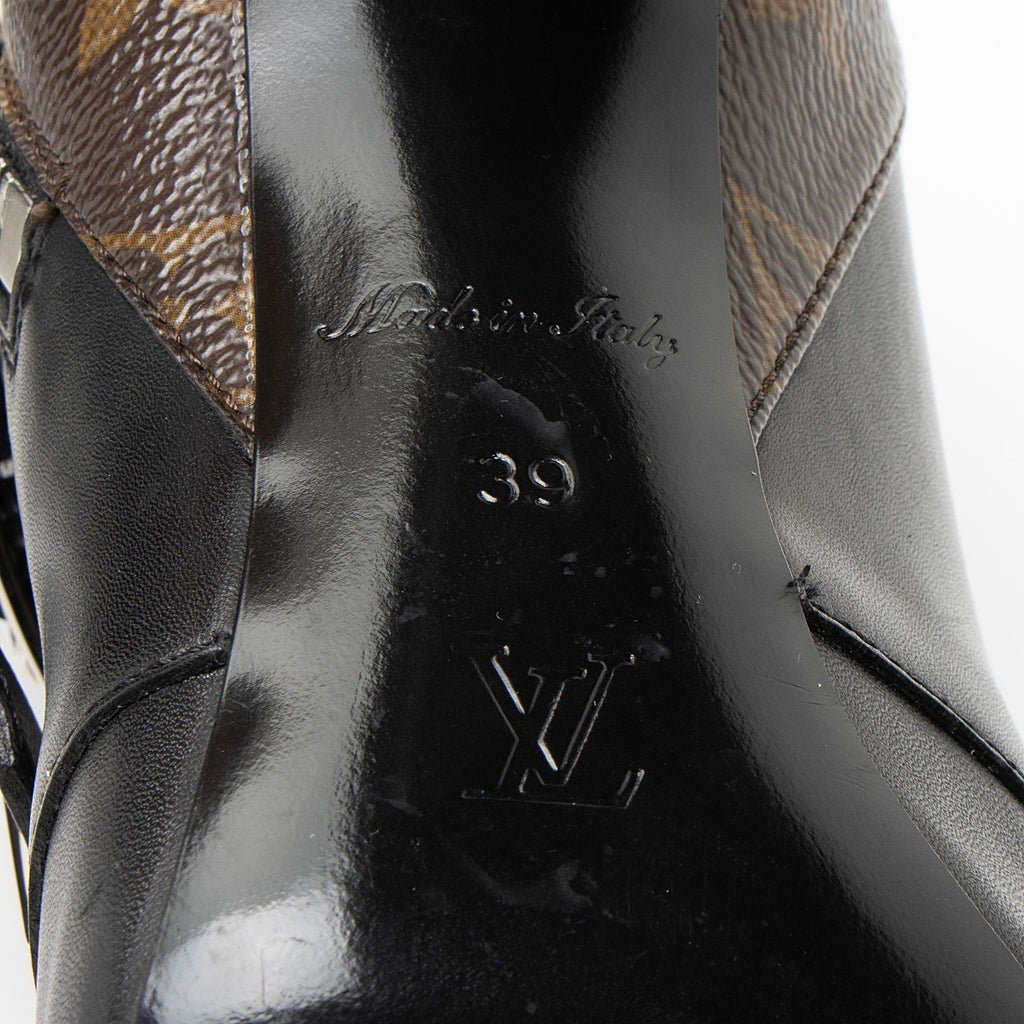 Louis Vuitton Calfskin Monogram Canvas Janet Ankle Boots - Size 9 / 39