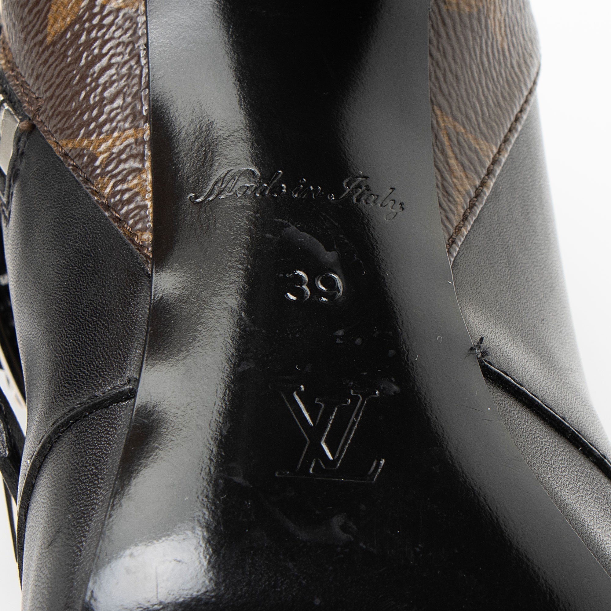 Louis Vuitton Calfskin Monogram Canvas Janet Ankle Boots - Size 9 / 39