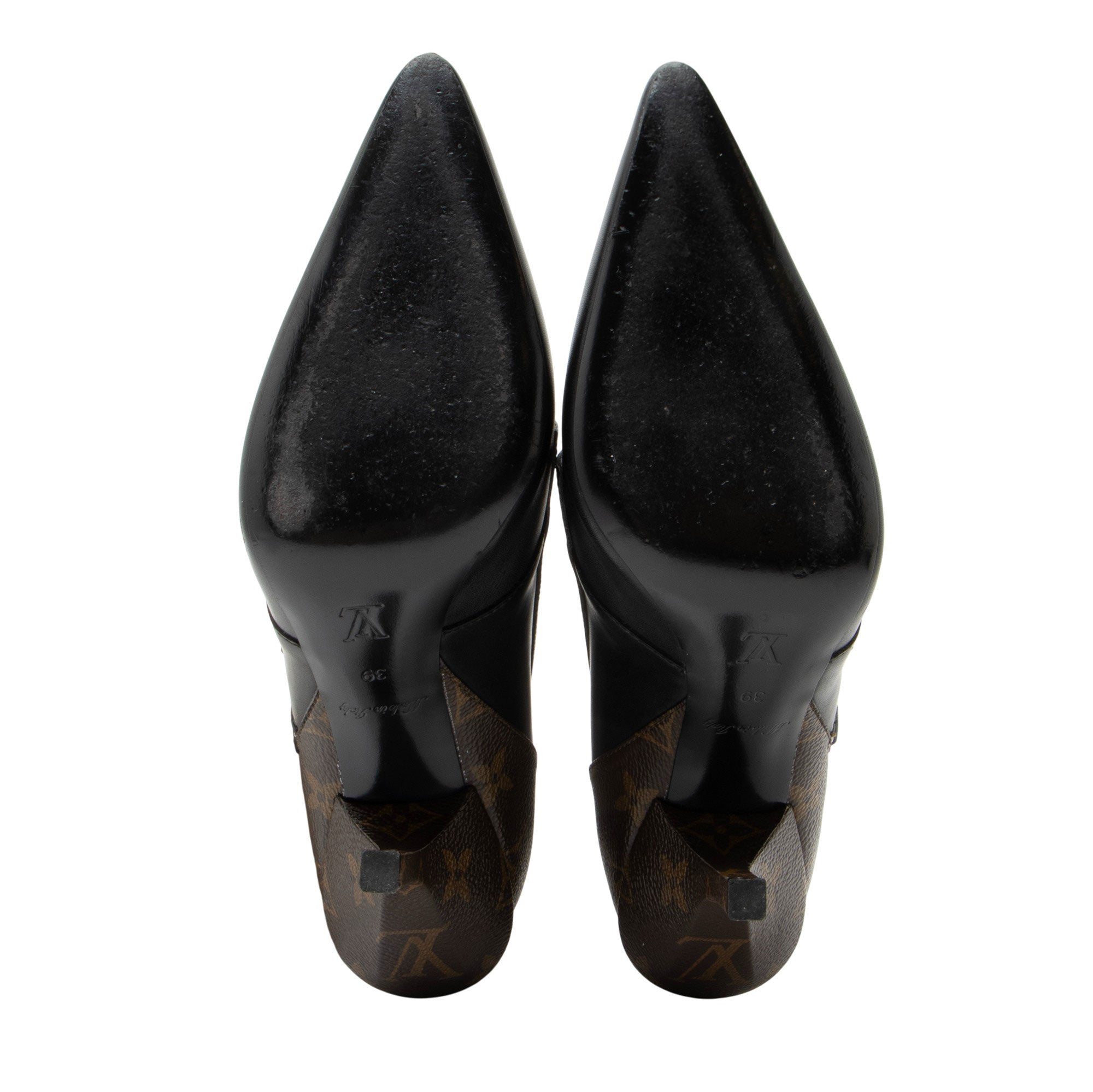 Louis Vuitton Calfskin Monogram Canvas Janet Ankle Boots - Size 9 / 39