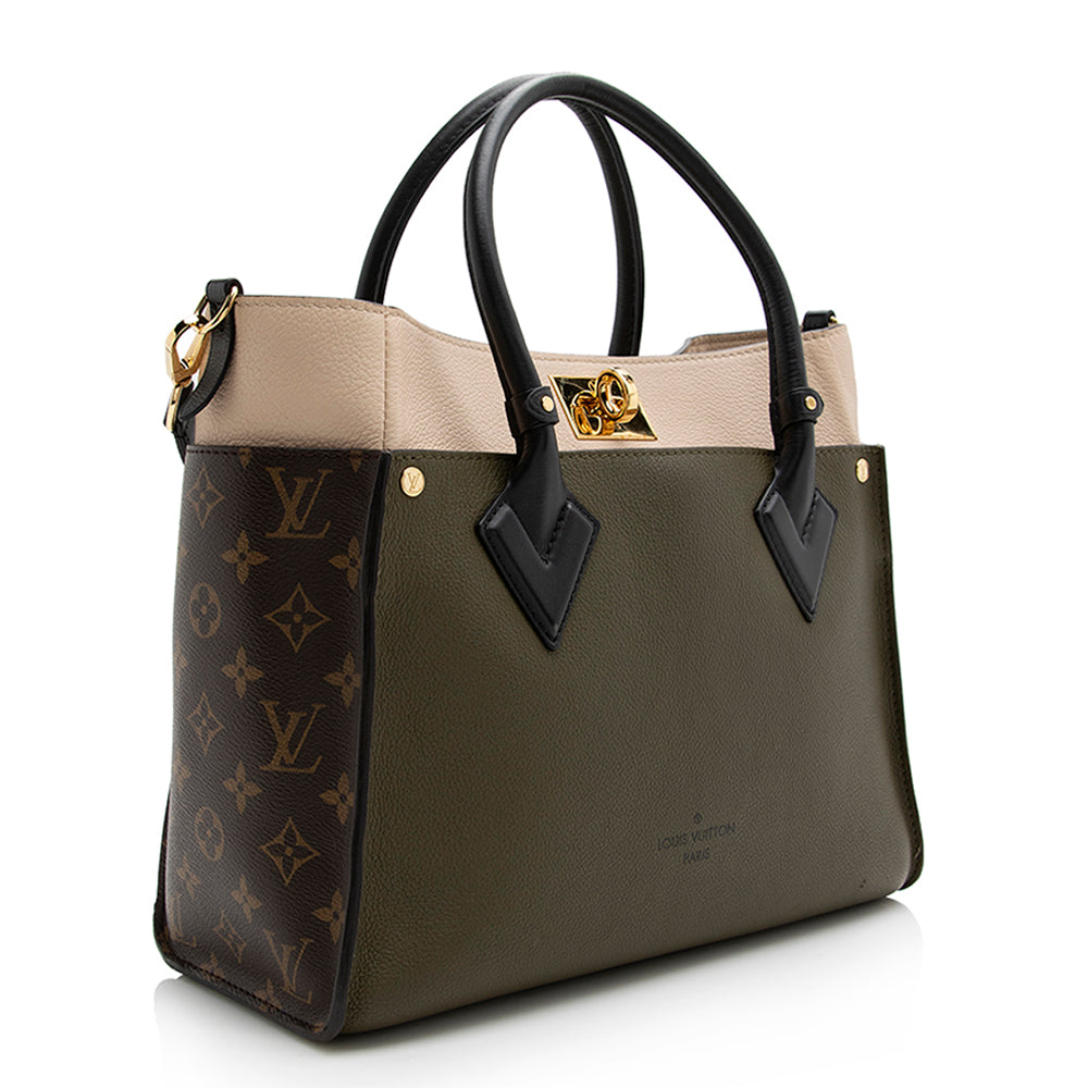 Louis Vuitton Calfskin Monogram Canvas On My Side MM Tote (SHF-21612)