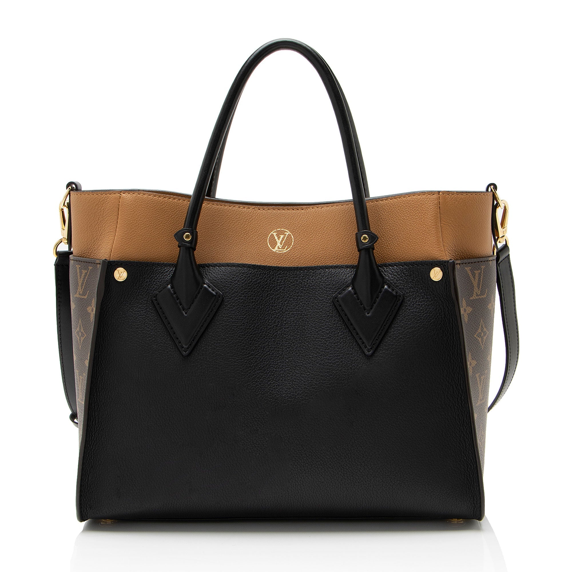 Louis Vuitton Calfskin Monogram Canvas On My Side MM Tote