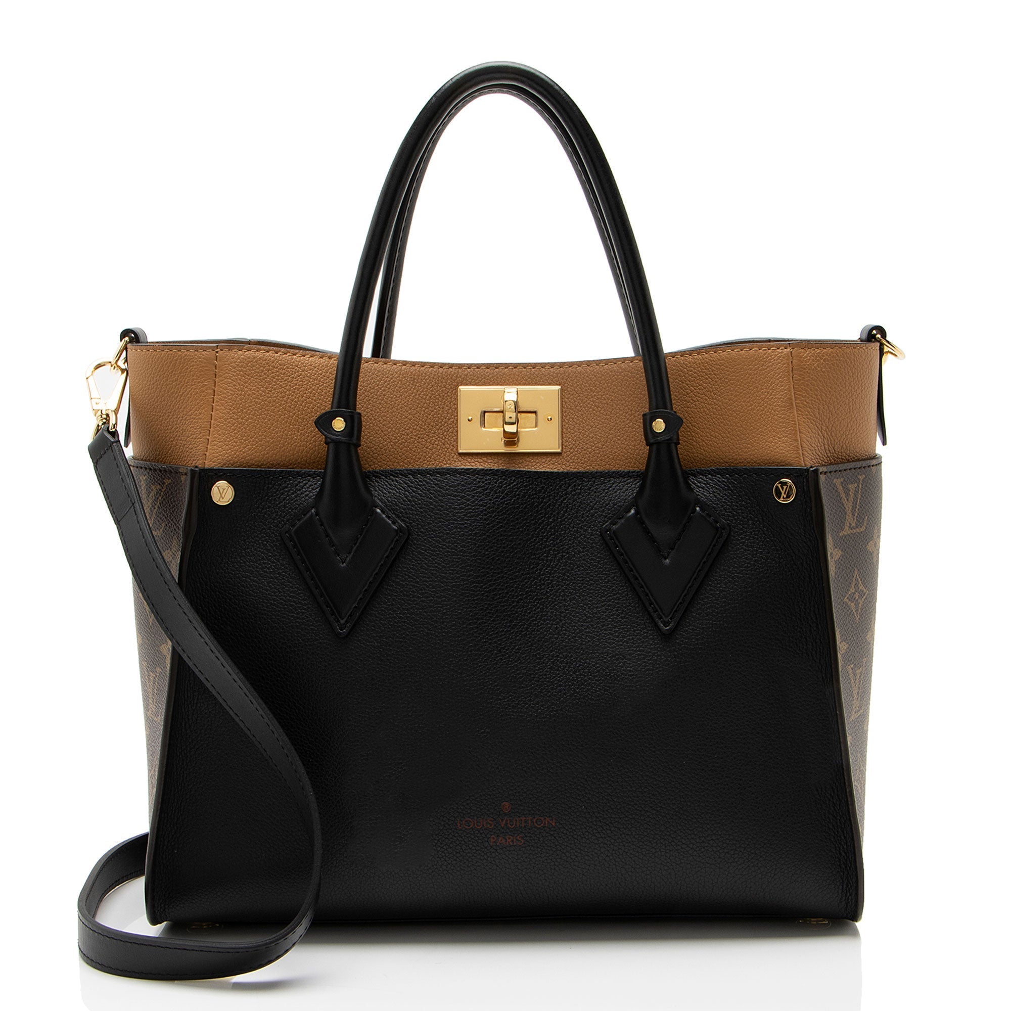 Louis Vuitton Calfskin Monogram Canvas On My Side MM Tote