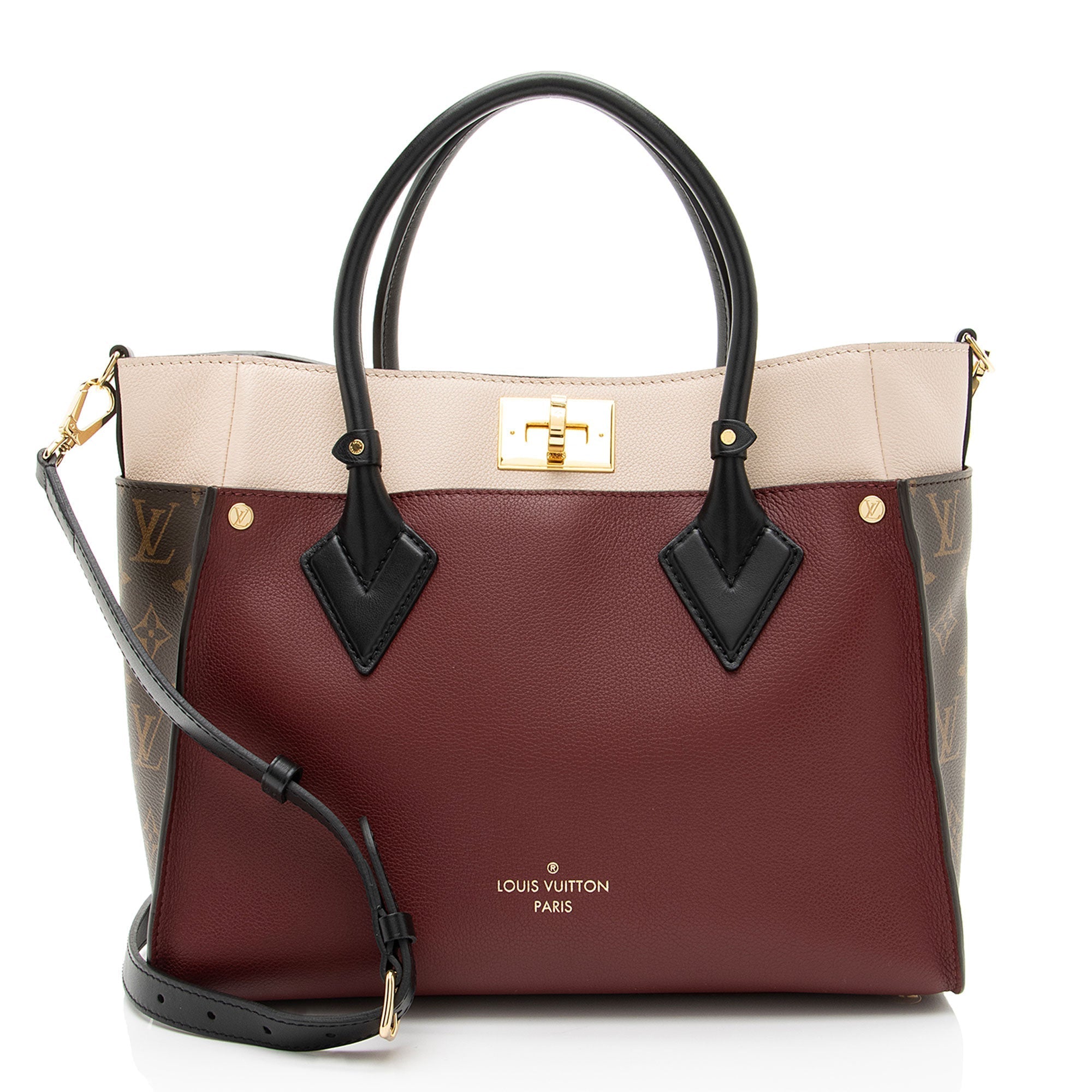 Louis Vuitton Calfskin Monogram Canvas On My Side MM Tote