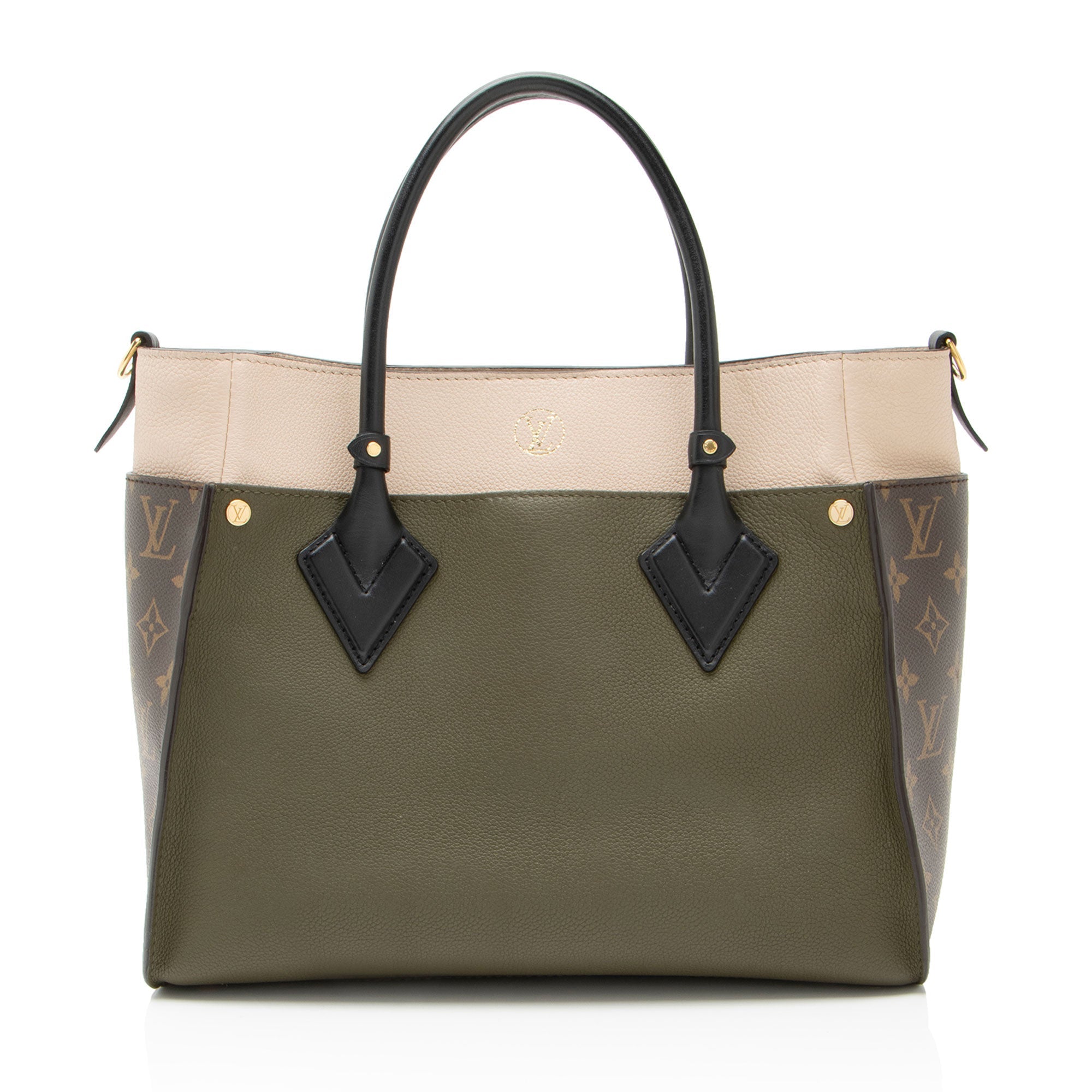 Louis Vuitton Calfskin Monogram Canvas On My Side MM Tote