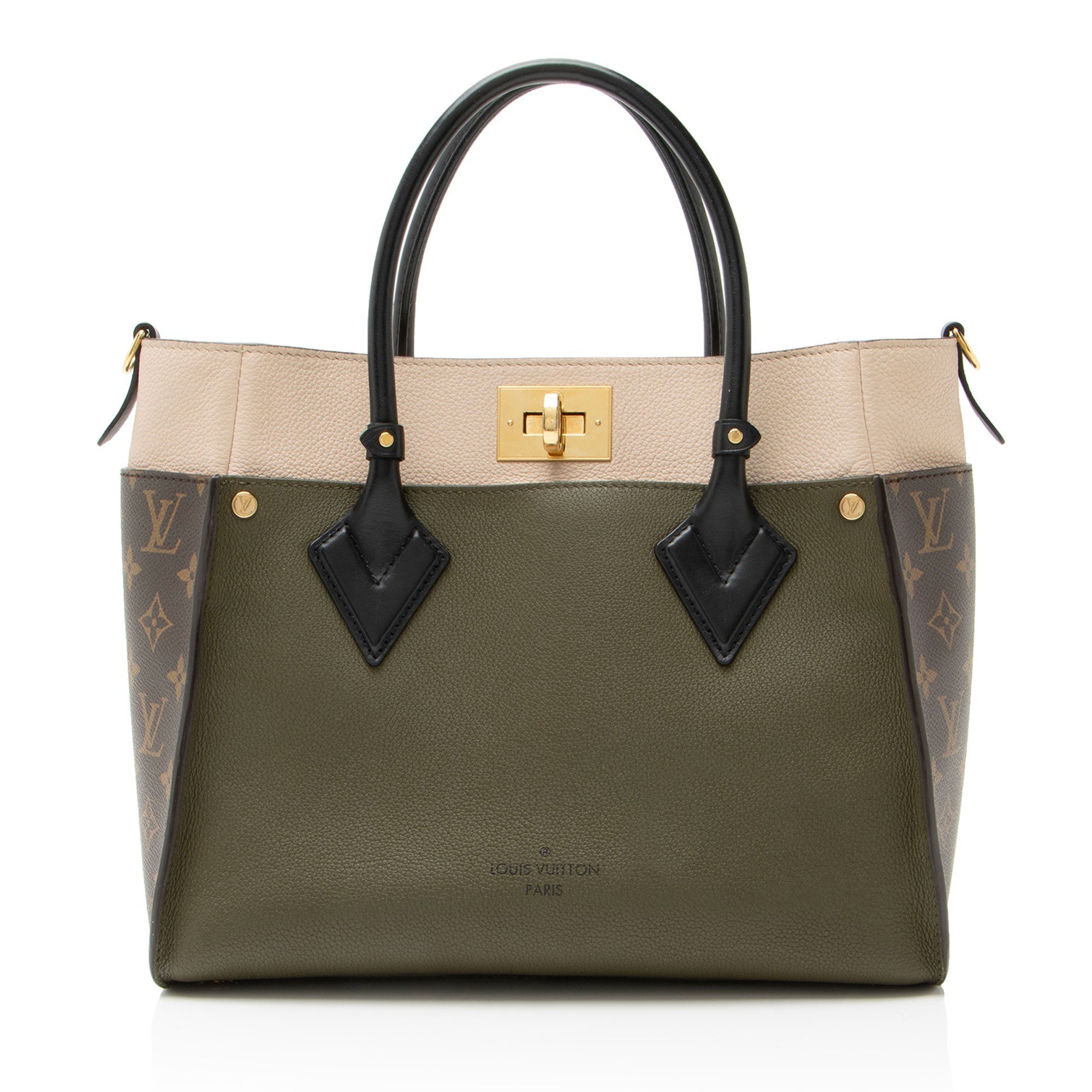Louis Vuitton Calfskin Monogram Canvas On My Side MM Tote