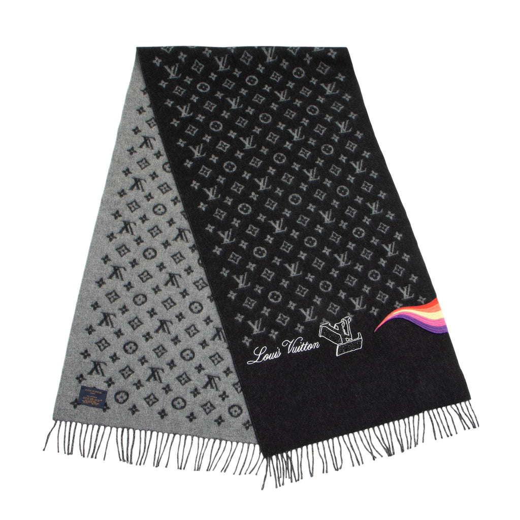 Louis Vuitton Cashmere Monogram Rainbow Fringe Scarf