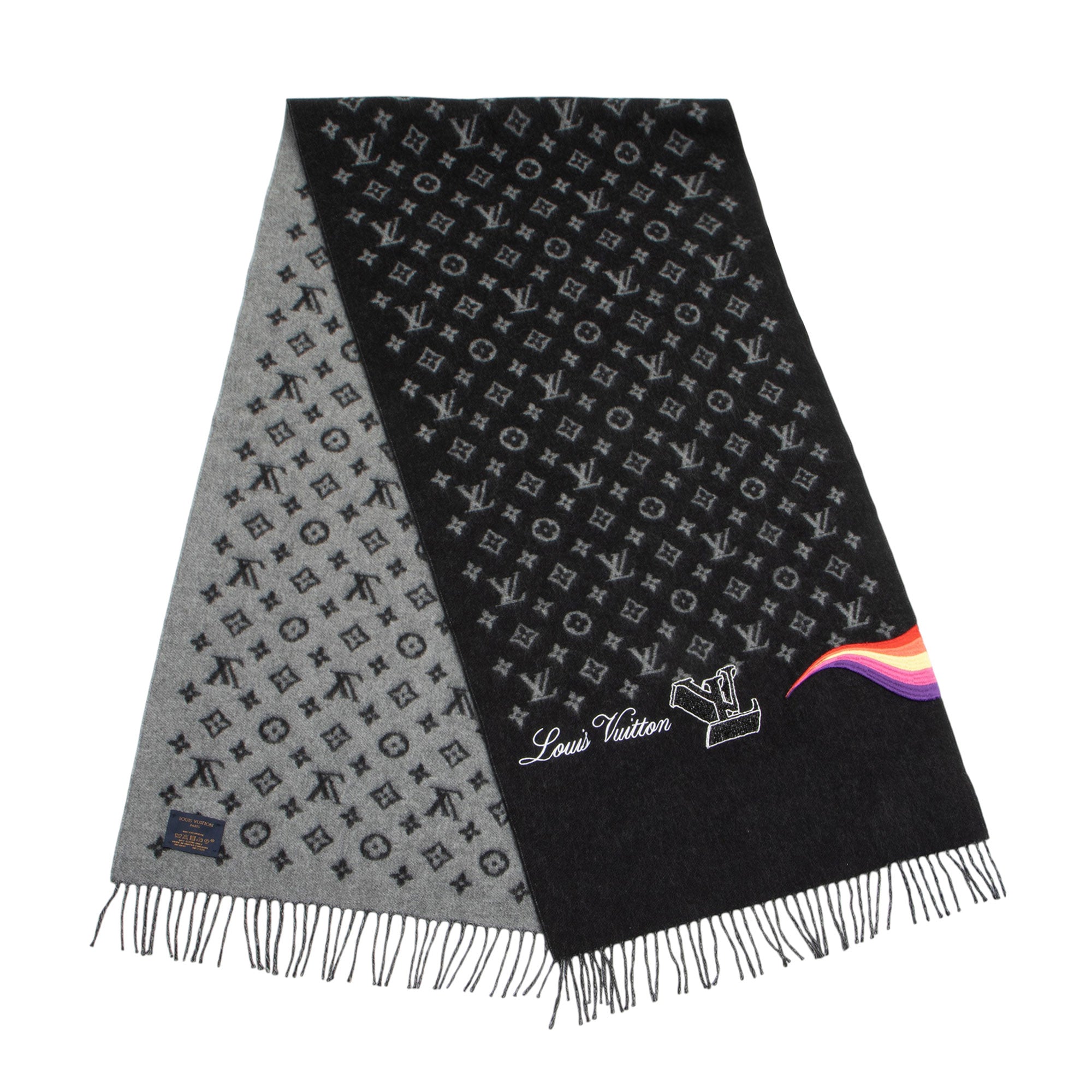 Louis Vuitton Cashmere Monogram Rainbow Fringe Scarf