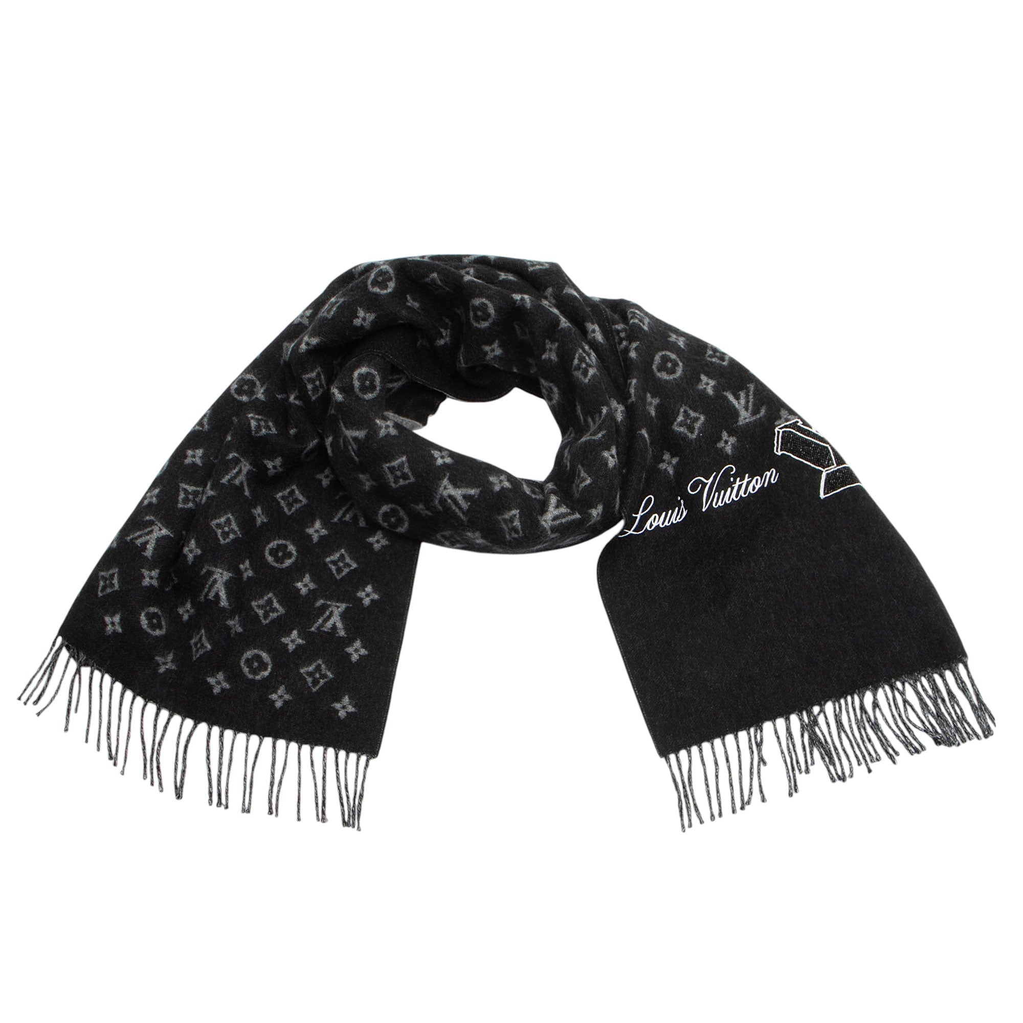 Louis Vuitton Cashmere Monogram Rainbow Fringe Scarf