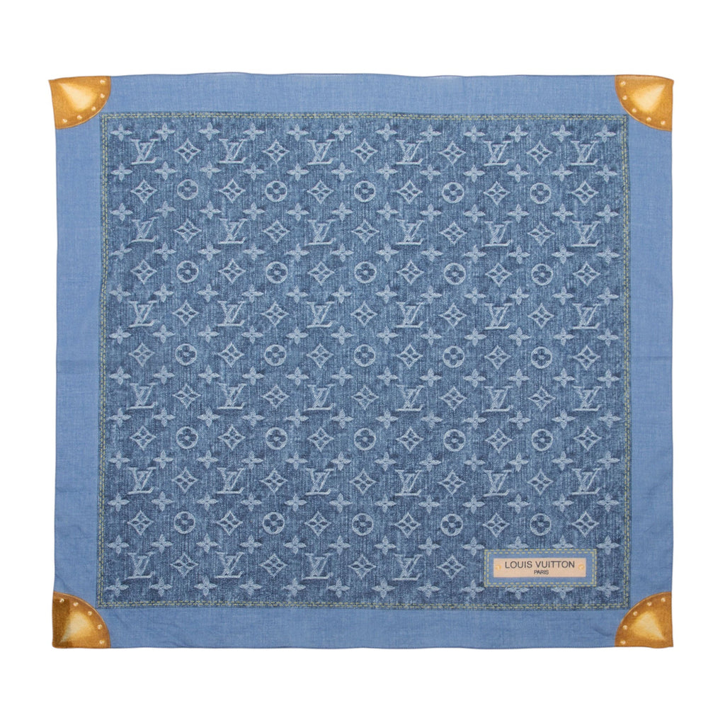 Louis Vuitton Cotton Monogram Denim Bandana Scarf