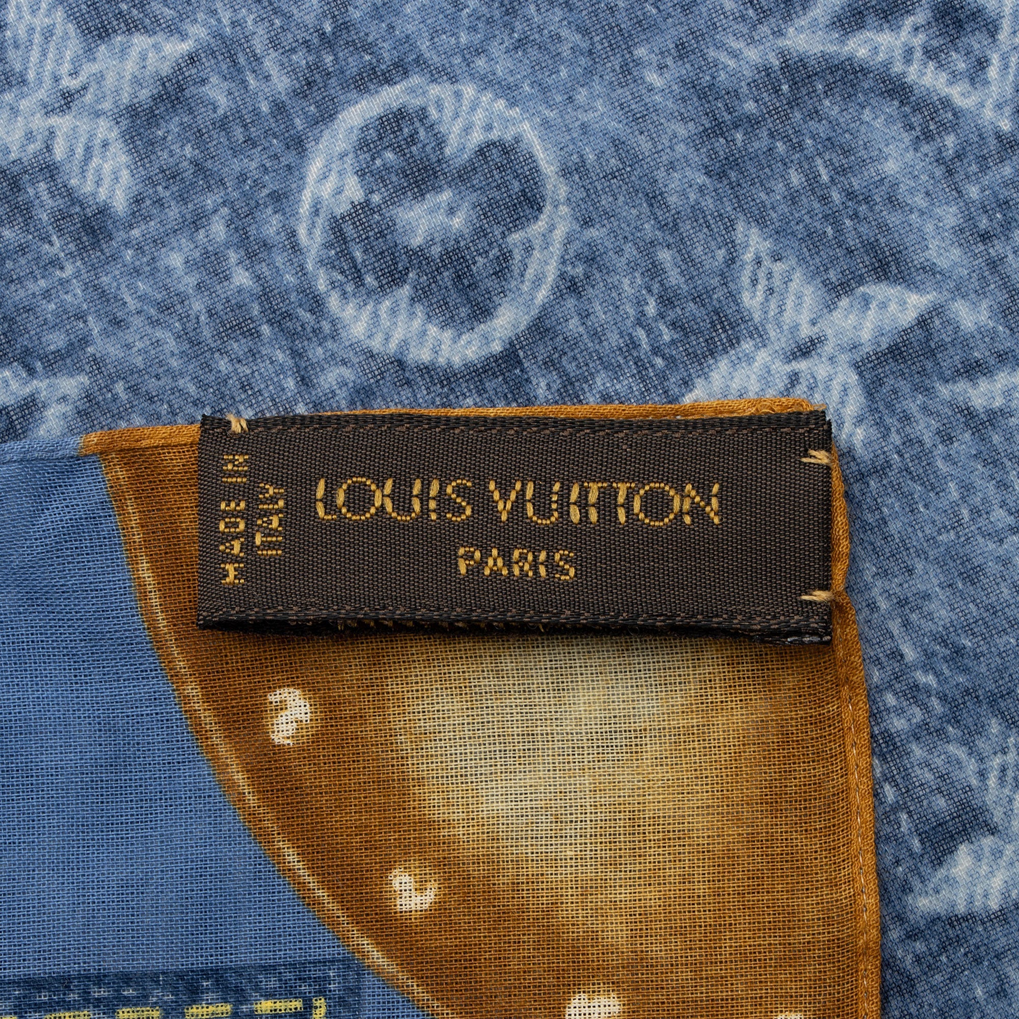 Louis Vuitton Cotton Monogram Denim Bandana Scarf