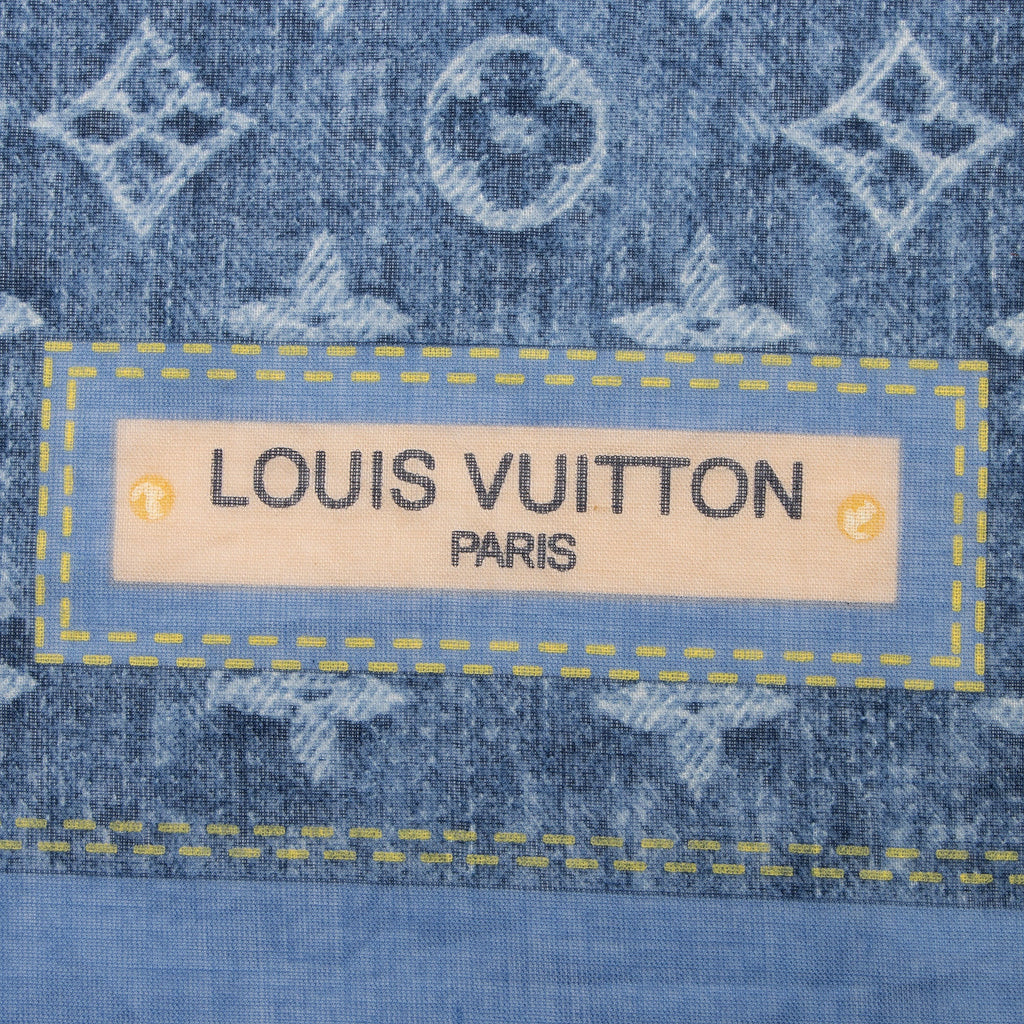 Louis Vuitton Cotton Monogram Denim Bandana Scarf