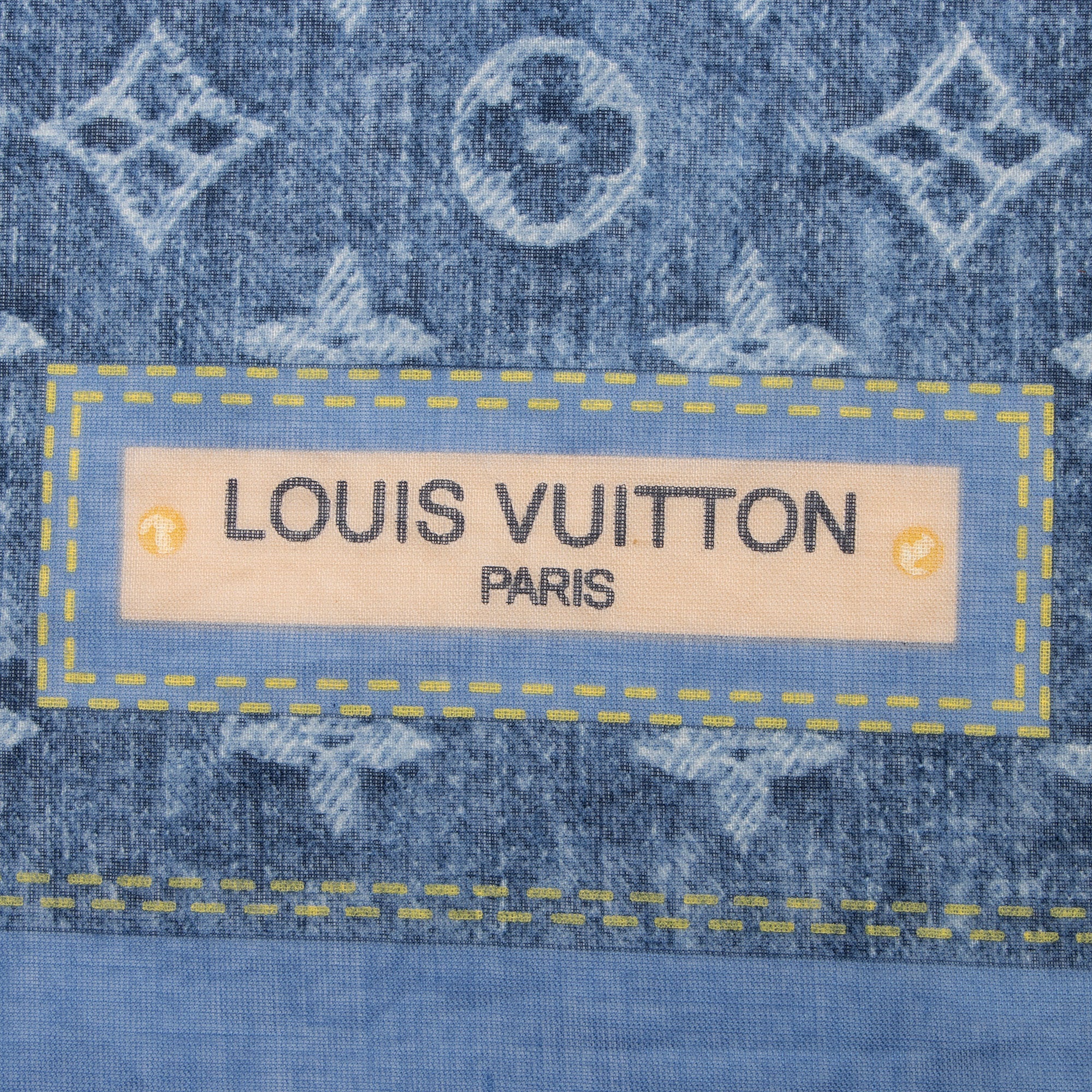 Louis Vuitton Cotton Monogram Denim Bandana Scarf