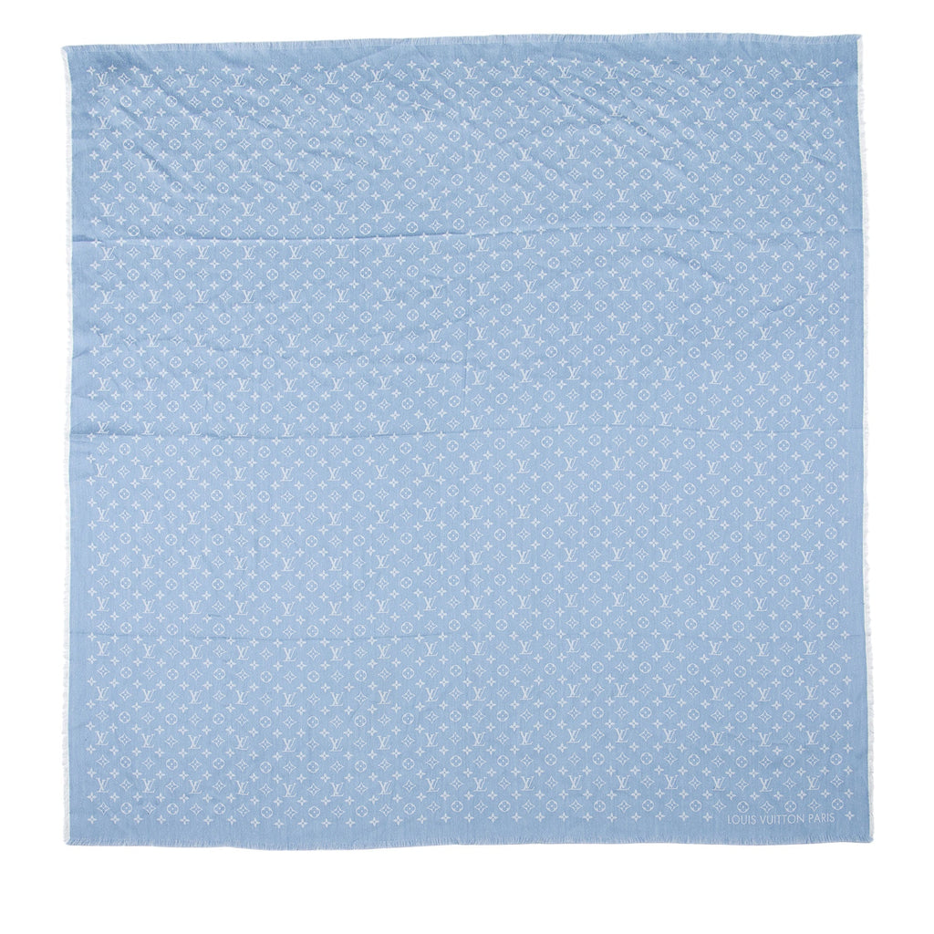 Louis Vuitton Cotton Wool Silk Monogram My Daily Denim Shawl