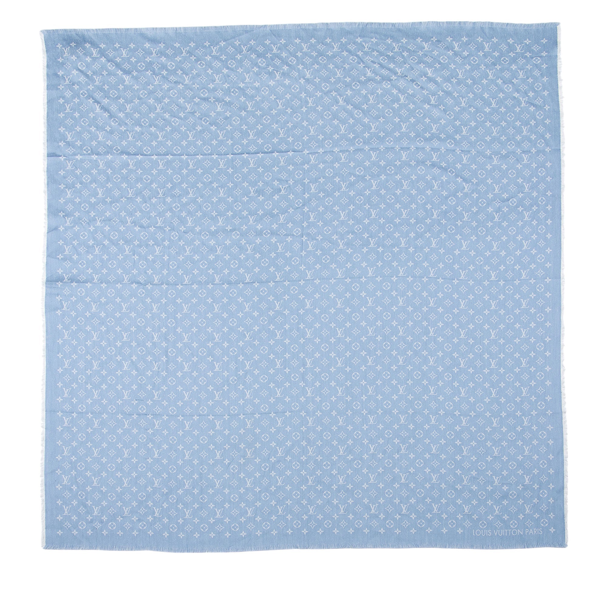 Louis Vuitton Cotton Wool Silk Monogram My Daily Denim Shawl