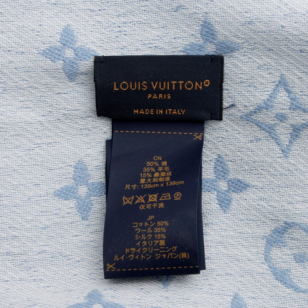 Louis Vuitton Cotton Wool Silk Monogram My Daily Denim Shawl