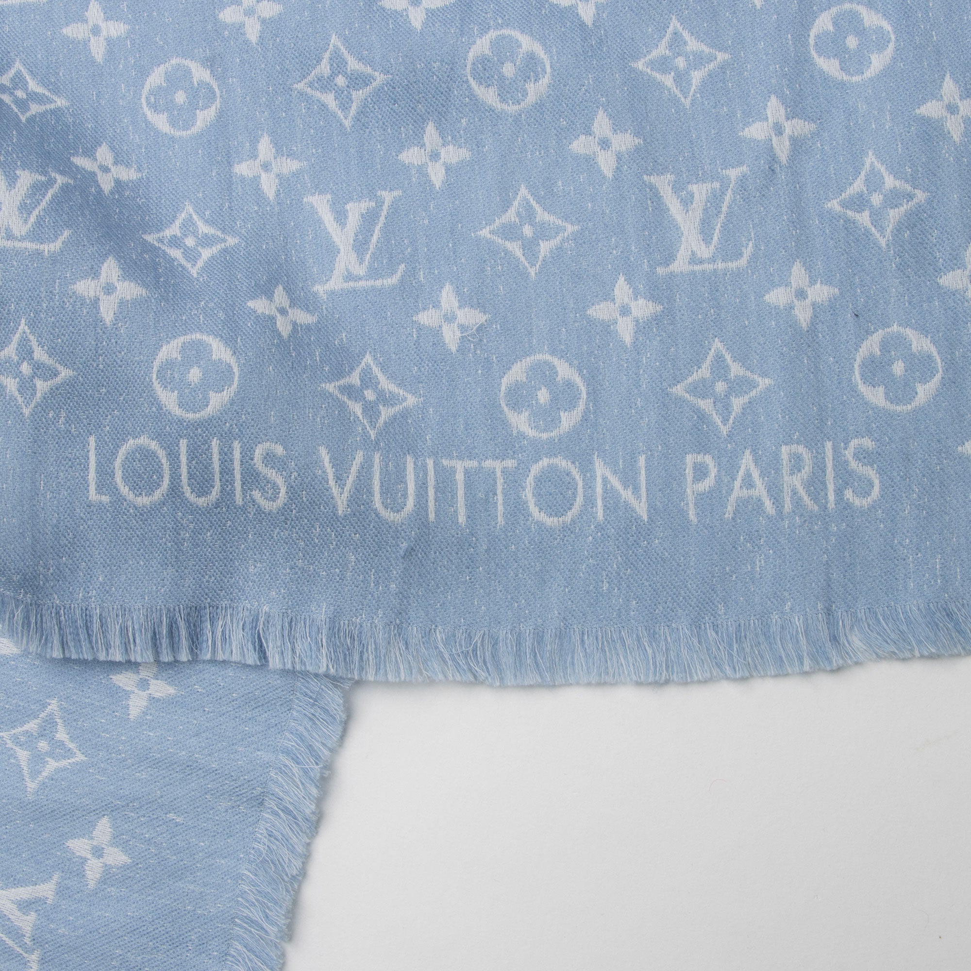 Louis Vuitton Cotton Wool Silk Monogram My Daily Denim Shawl