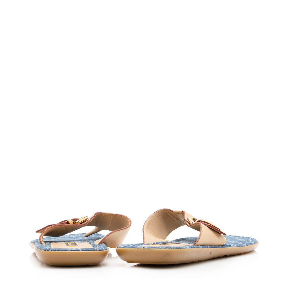 Louis Vuitton Denim Monogram Sandals - Size 8.5 / 38.5 (SHF-18057)