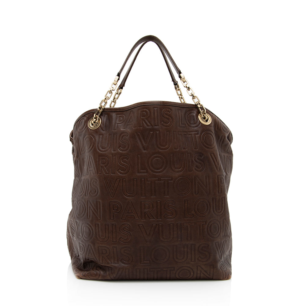 Louis Vuitton Embossed Leather Paris Souple Whisper GM Tote (SHF-19352)