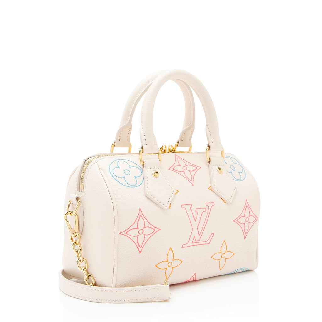 Louis Vuitton Embroidered Monogram Speedy Bandouliere 20 Satchel