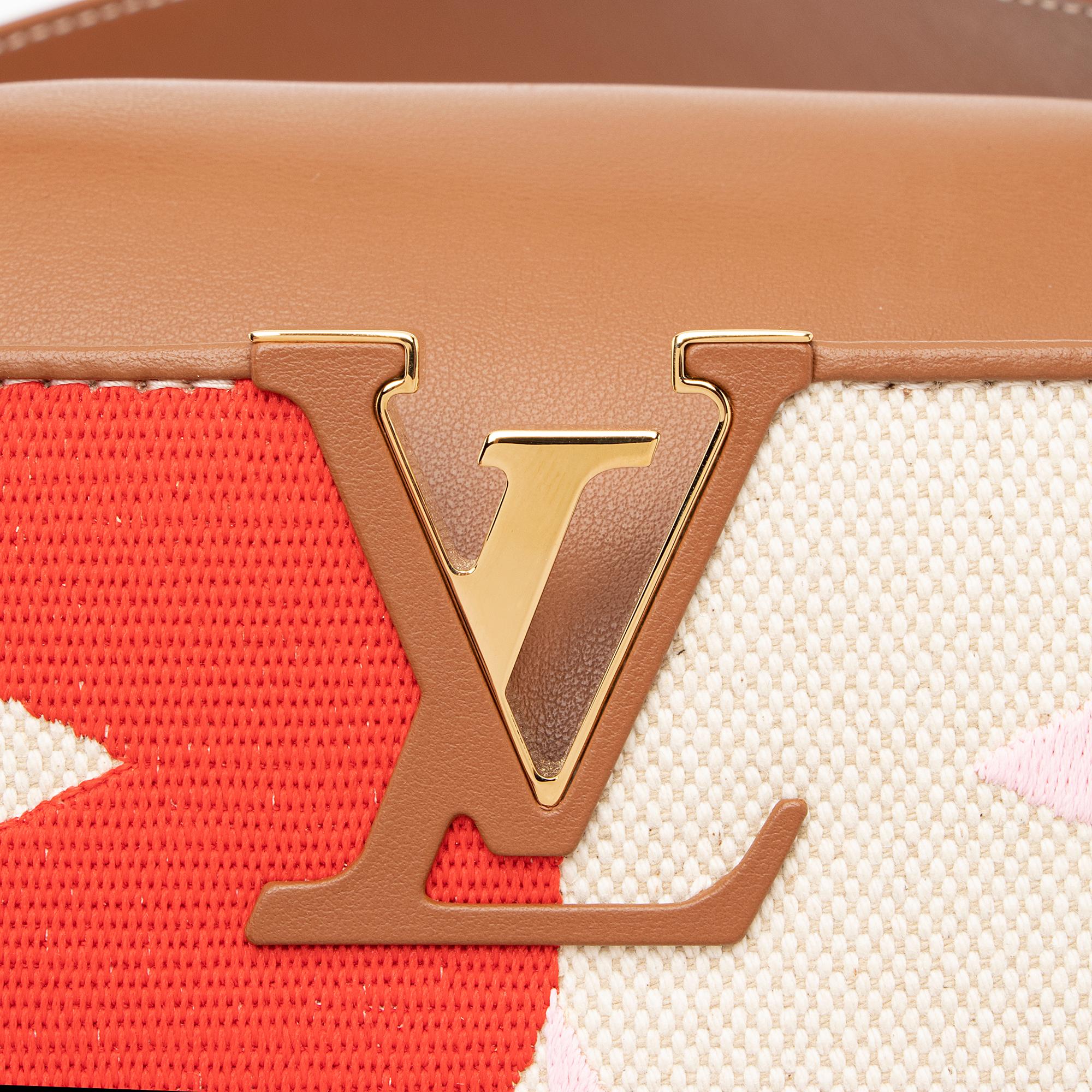Louis Vuitton Giant Monogram Embroidered Canvas Calfskin Braided Capucines BB Bag (SHF-23587)