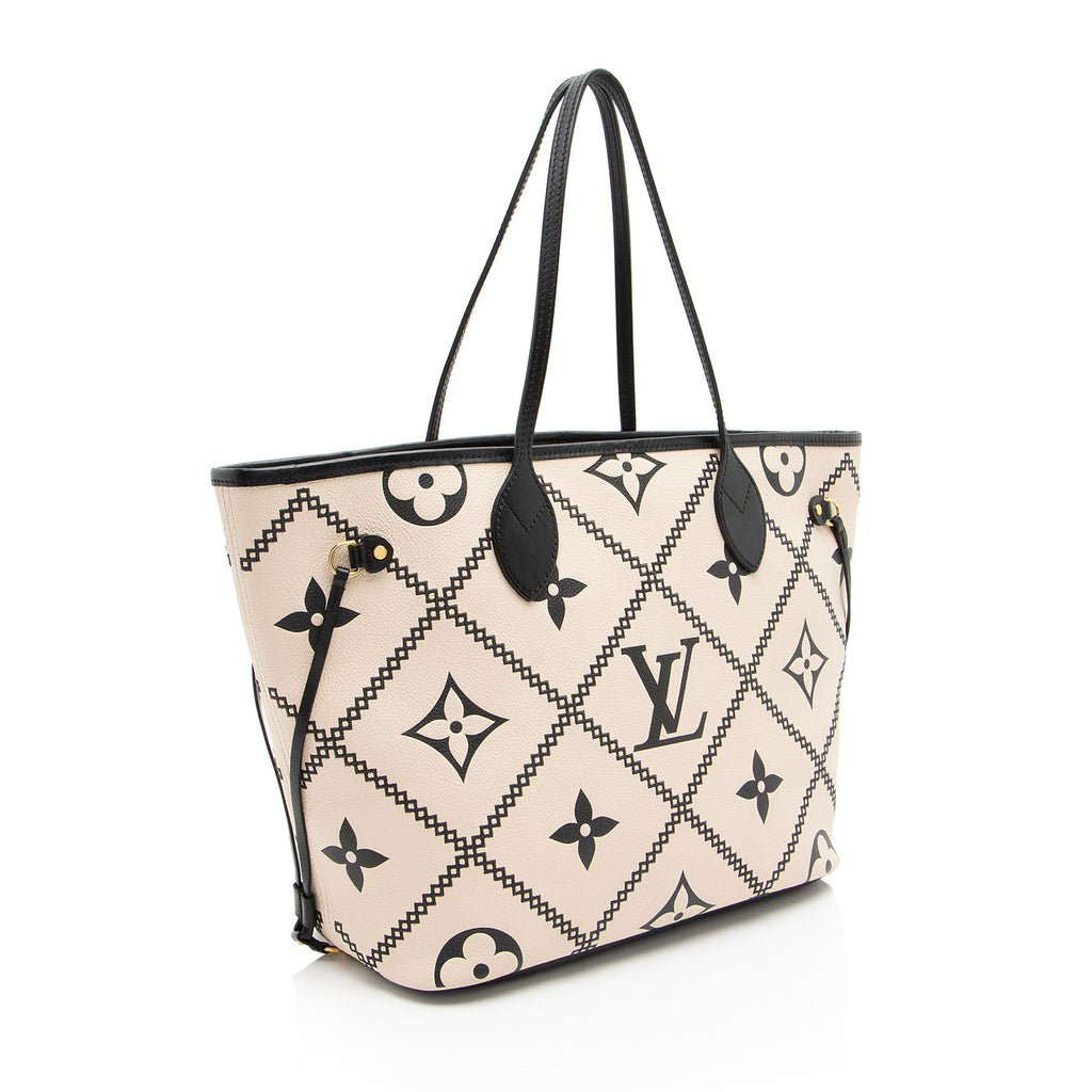 Louis Vuitton Giant Monogram Empreinte Broderies Neverfull MM Tote (SHF-seNj17)