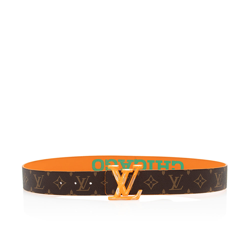 Louis Vuitton Monogram Canvas LV Pyramide Cities Exclusive Reversible Belt - Size 36 / 90 (SHF-20597)