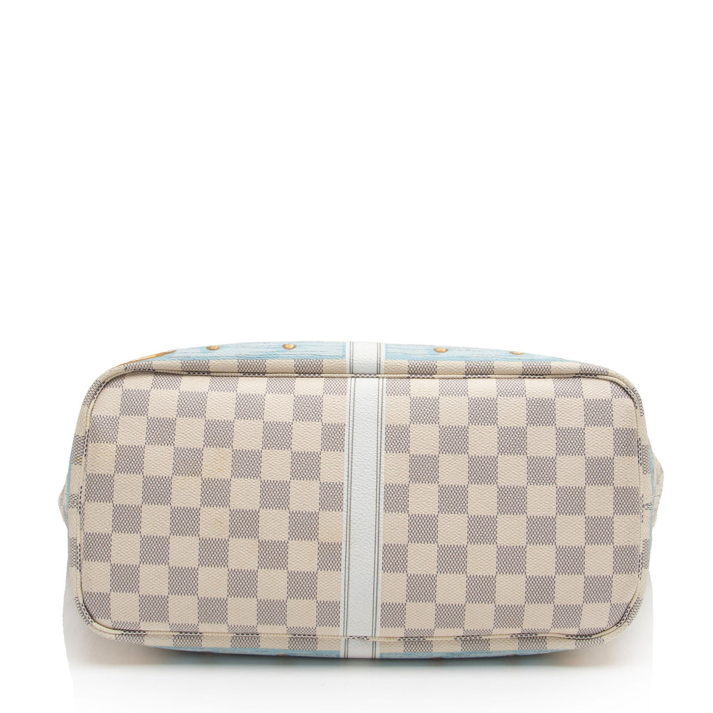 Louis Vuitton Limited Edition Damier Azur Summer Trunk Capri Neverfull MM Tote (SHF-hyU26o)