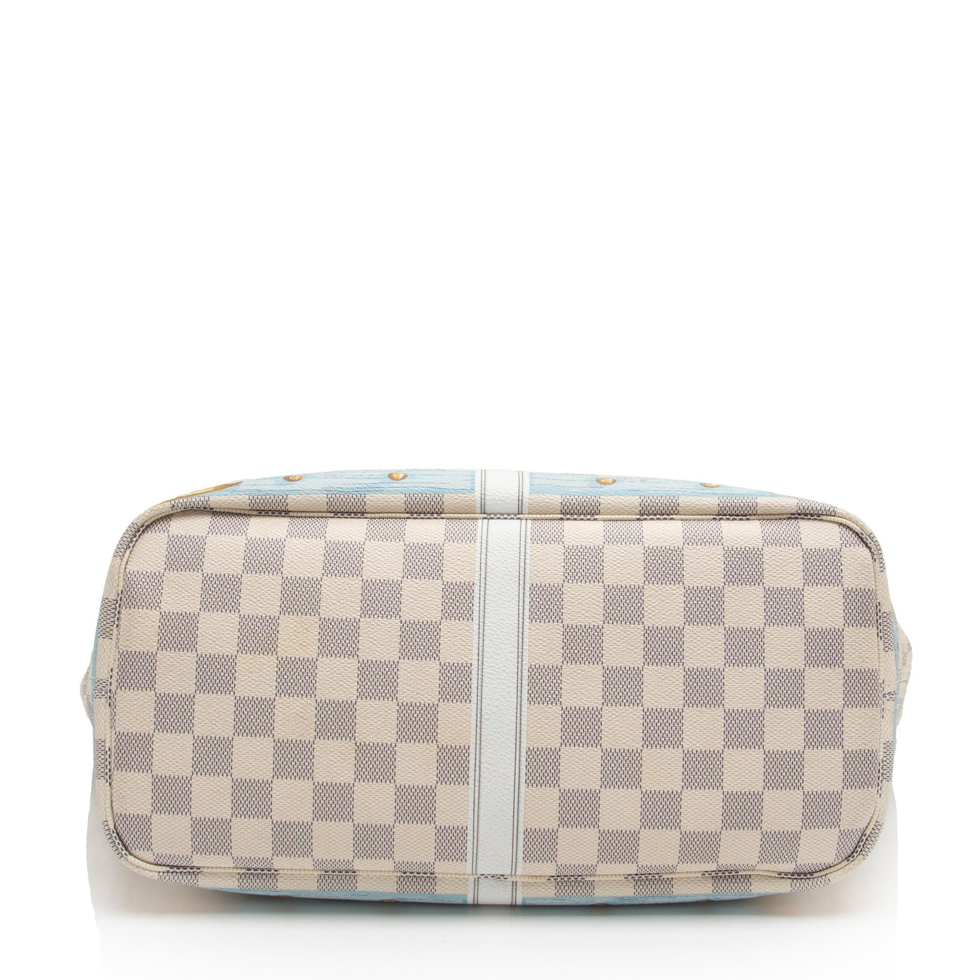 Louis Vuitton Limited Edition Damier Azur Summer Trunk Capri Neverfull MM Tote (SHF-hyU26o)