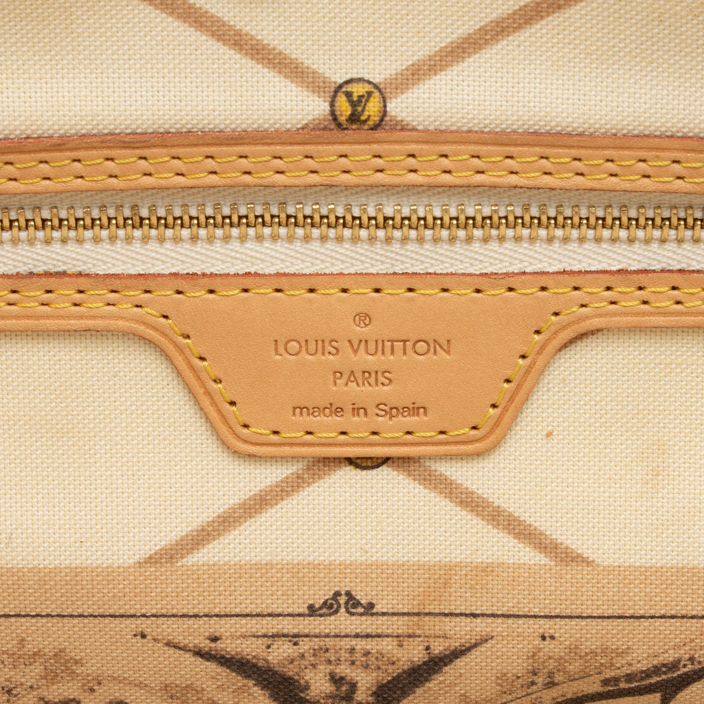 Louis Vuitton Limited Edition Damier Azur Summer Trunk Capri Neverfull MM Tote (SHF-hyU26o)