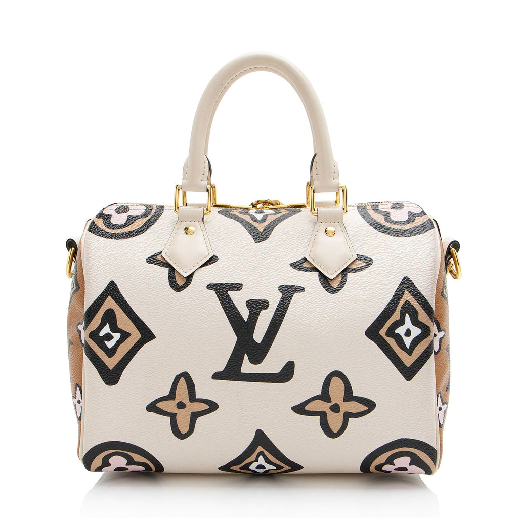 Louis Vuitton Limited Edition Giant Monogram Canvas Wild at Heart Speedy Bandlouliere 25 Satchel (SHF-Gqtbmp)