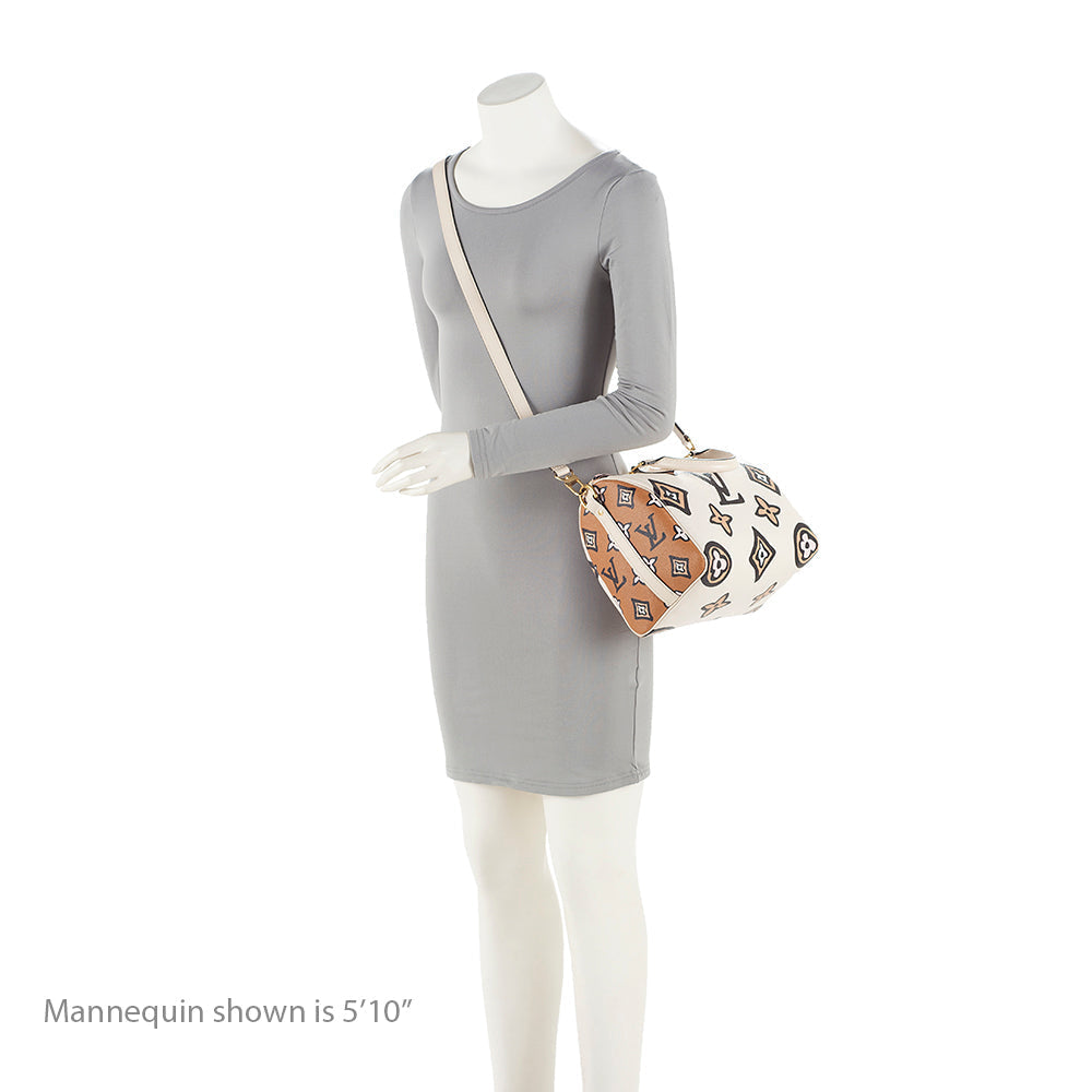 Louis Vuitton Limited Edition Giant Monogram Canvas Wild at Heart Speedy Bandlouliere 25 Satchel (SHF-Gqtbmp)