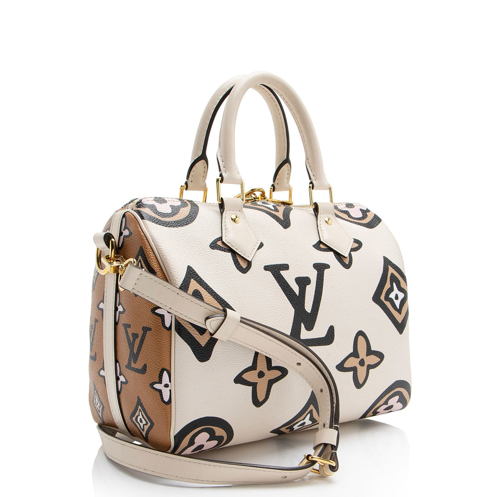 Louis Vuitton Limited Edition Giant Monogram Canvas Wild at Heart Speedy Bandlouliere 25 Satchel (SHF-Gqtbmp)