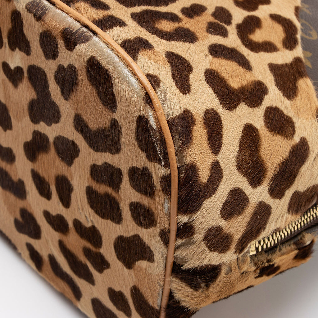 Louis Vuitton Limited Edition Monogram Canvas Leopard Pony Hair Allia Alma Satchel (SHF-7m3MG9)
