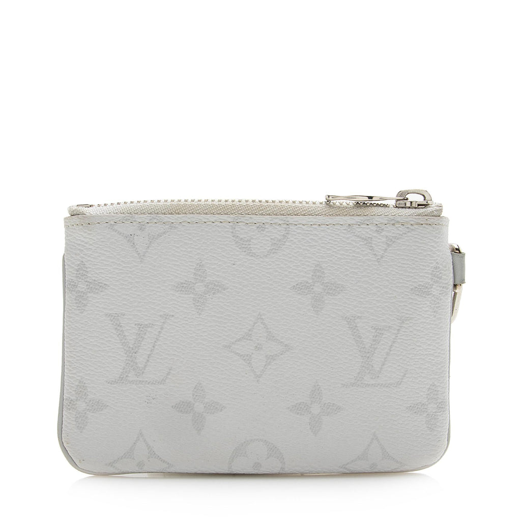 Louis Vuitton Limited Edition Monogram Chalk Canvas Logo Story PM Key Pouch (SHF-22616)
