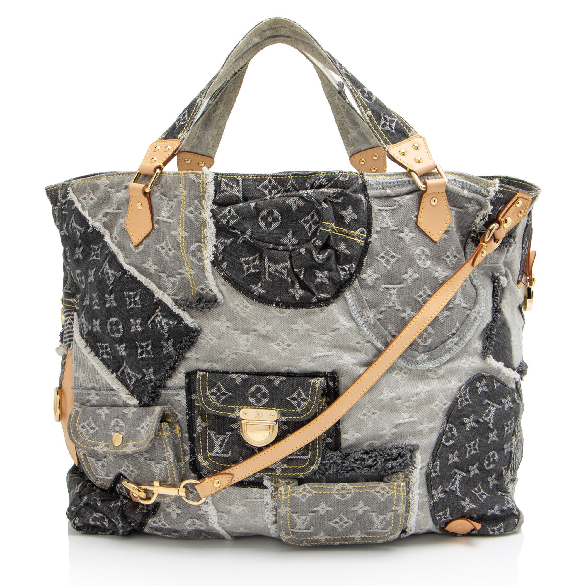 Louis Vuitton Limited Edition Monogram Denim Patchwork Cabby Tote