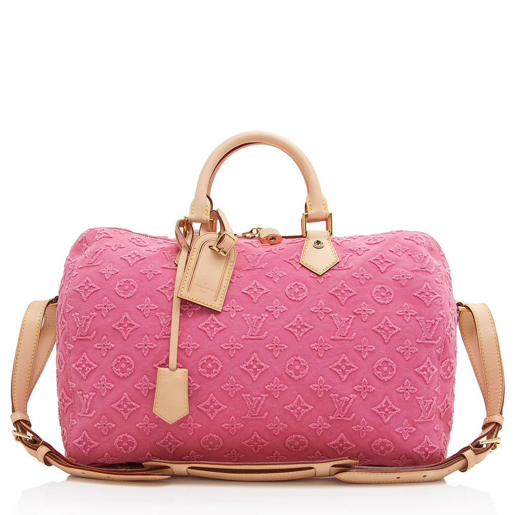 Louis Vuitton Limited Edition Monogram Stone Canvas Speedy Bandouliere 35 Satchel (SHF-khsr3j)