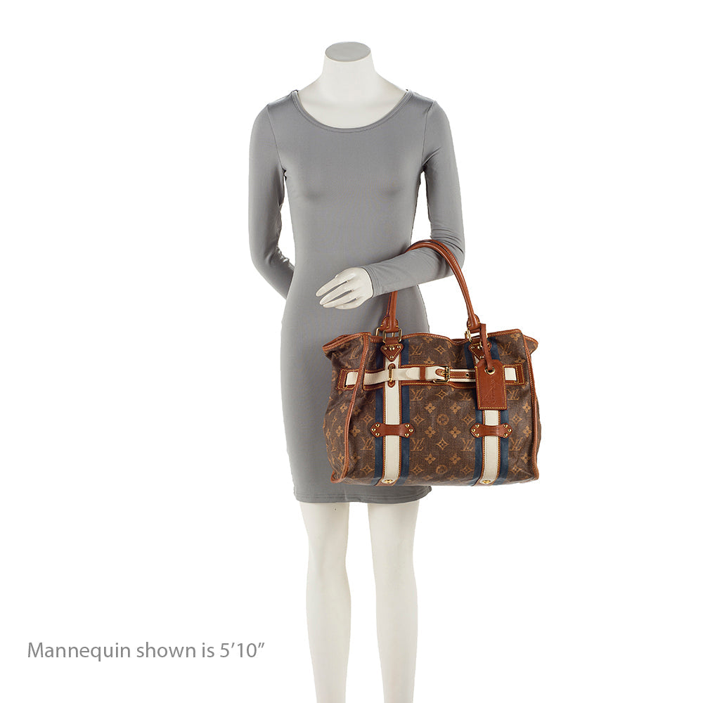 Louis Vuitton Limited Edition Monogram Tisse Rayures GM Tote (SHF-20136)