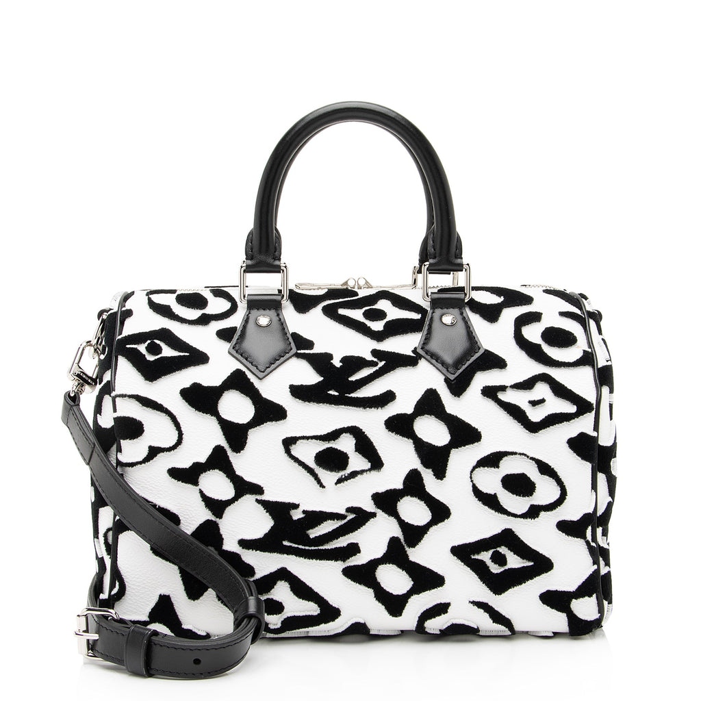 Louis Vuitton Limited Edition Tufted Monogram Canvas Urs Fischer Speedy Bandouliere 25 Satchel (SHF-23866)