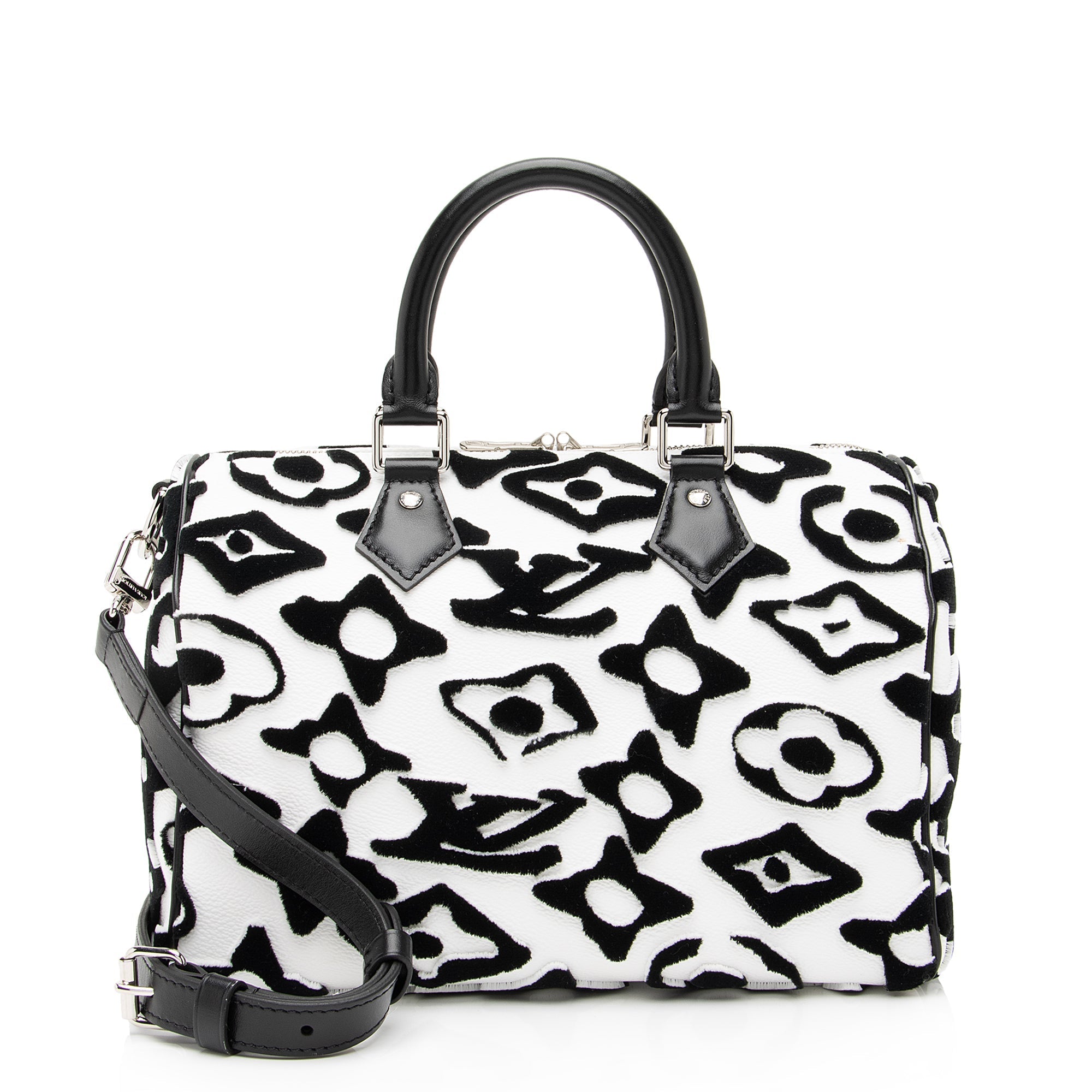 Louis Vuitton Limited Edition Tufted Monogram Canvas Urs Fischer Speedy Bandouliere 25 Satchel (SHF-23866)