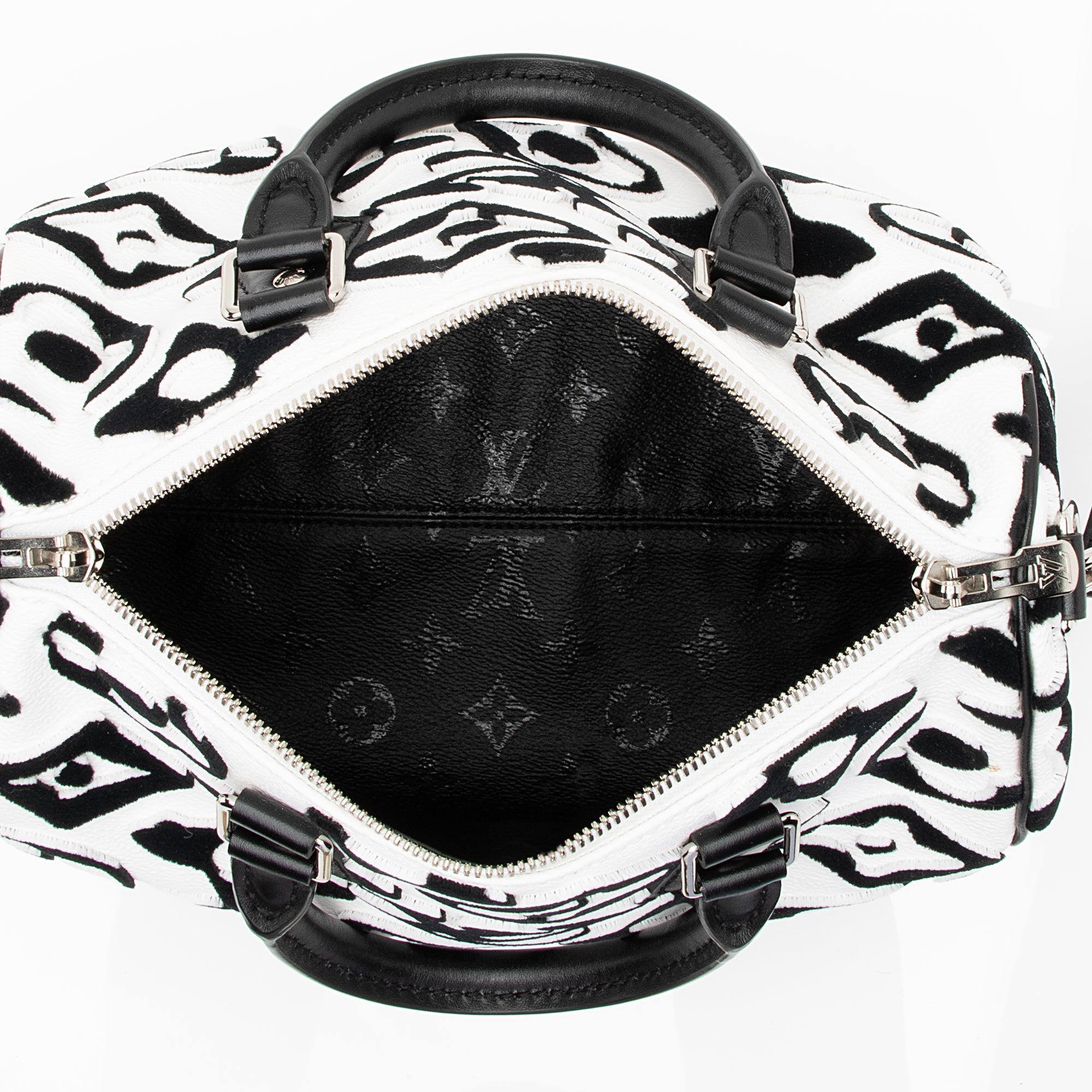 Louis Vuitton Limited Edition Tufted Monogram Canvas Urs Fischer Speedy Bandouliere 25 Satchel (SHF-23866)