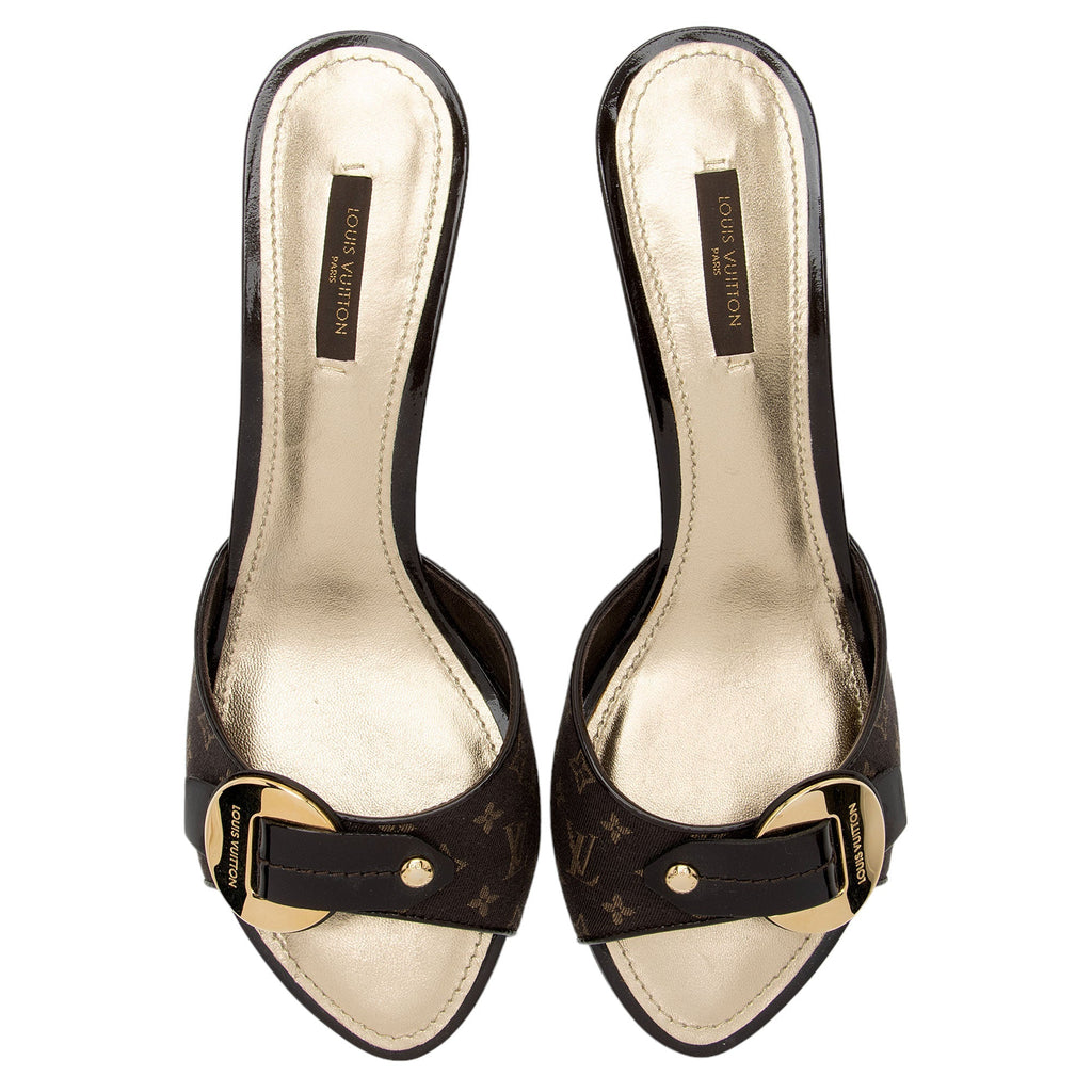 Louis Vuitton Monogram Mini Lin Buckle Sandals - Size 10 / 40 (SHF-SSkIFc)